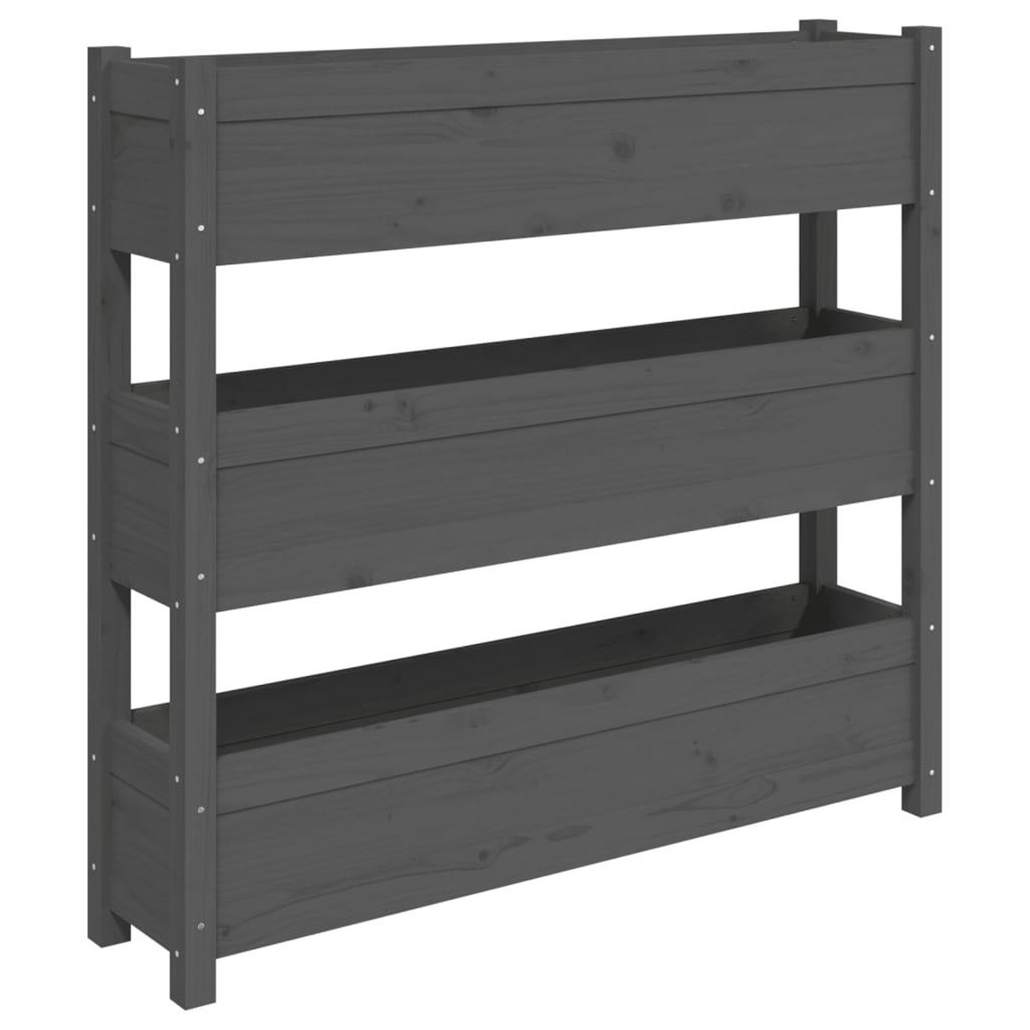 Voir la diapositive 2 : VIDAXL Jardiniere Gris 112x25x104,5 cm Bois massif de pin