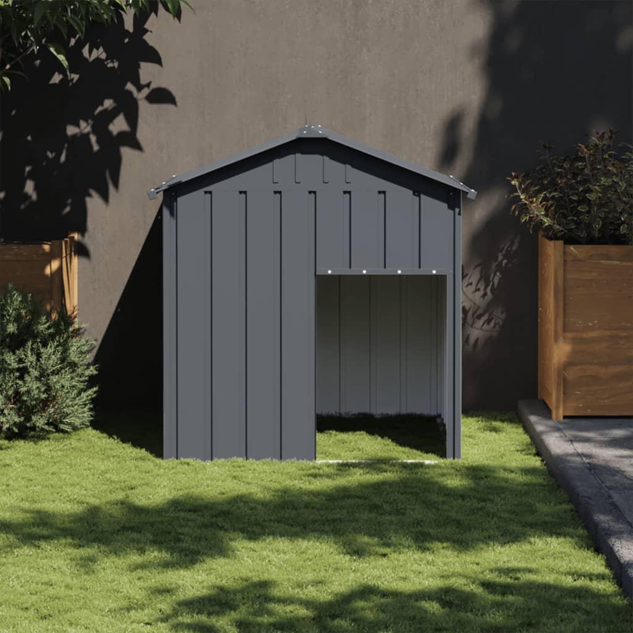VIDAXL Niche pour chien avec toit anthracite acier galvanise