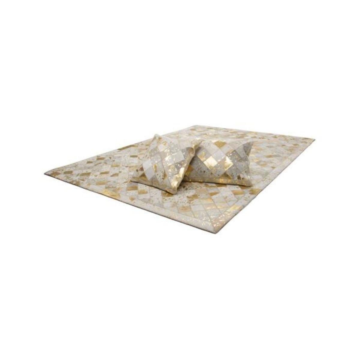 Paris Prix Coussin en Cuir  Lavish  45x45cm Ivoire & Or