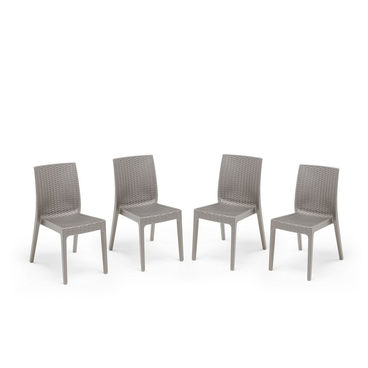 ARETA Lot de 4 chaises de jardin - Taupe - SELENE