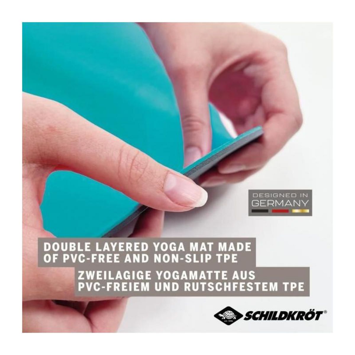 SCHILDKROT Tapis de Yoga SCHILDKRÖT - Bicolore Anthracite/Bleu Pétrole - 180 x 61 cm - 4 mm d'épaisseur