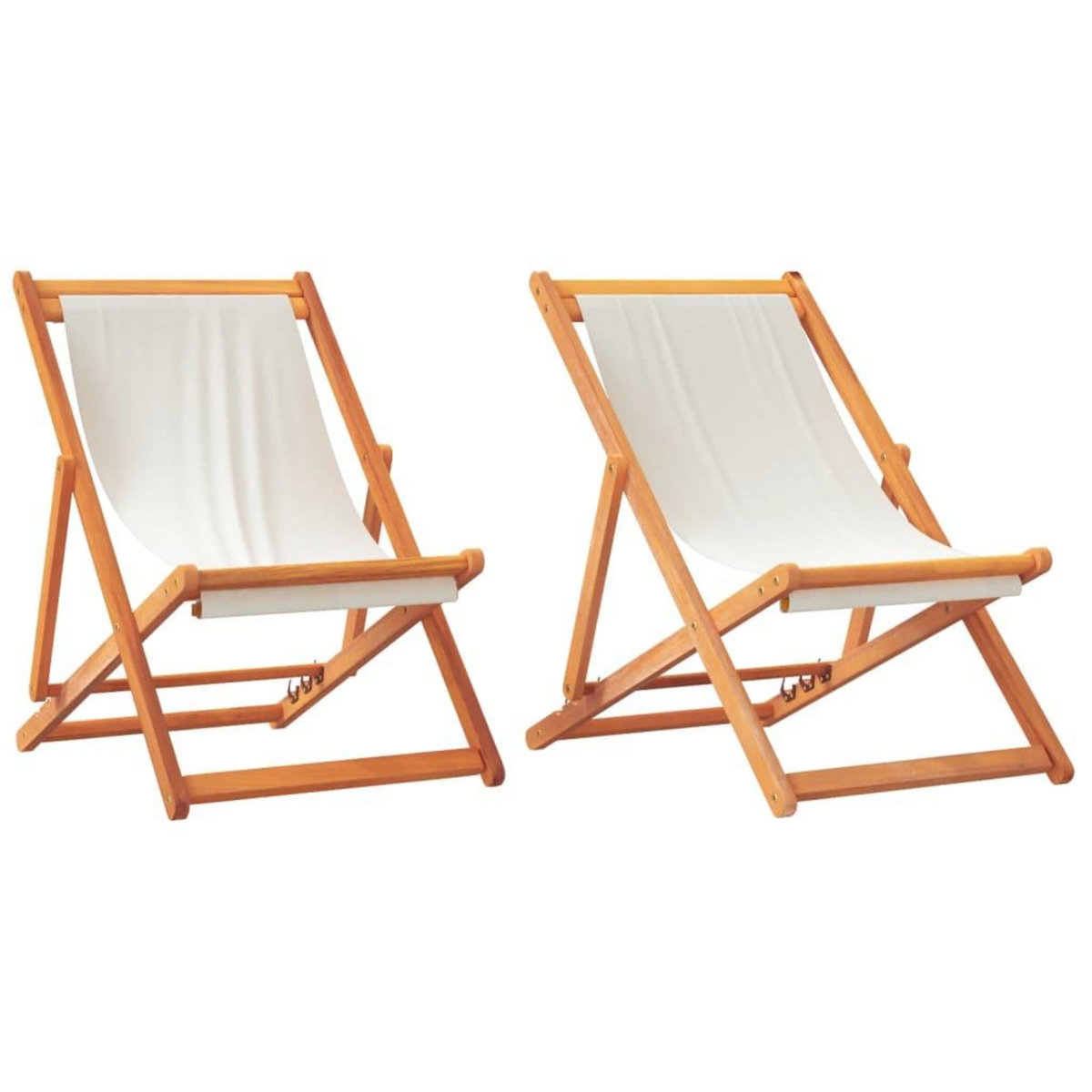 VIDAXL Chaises de plage pliables lot de 2 blanc creme tissu