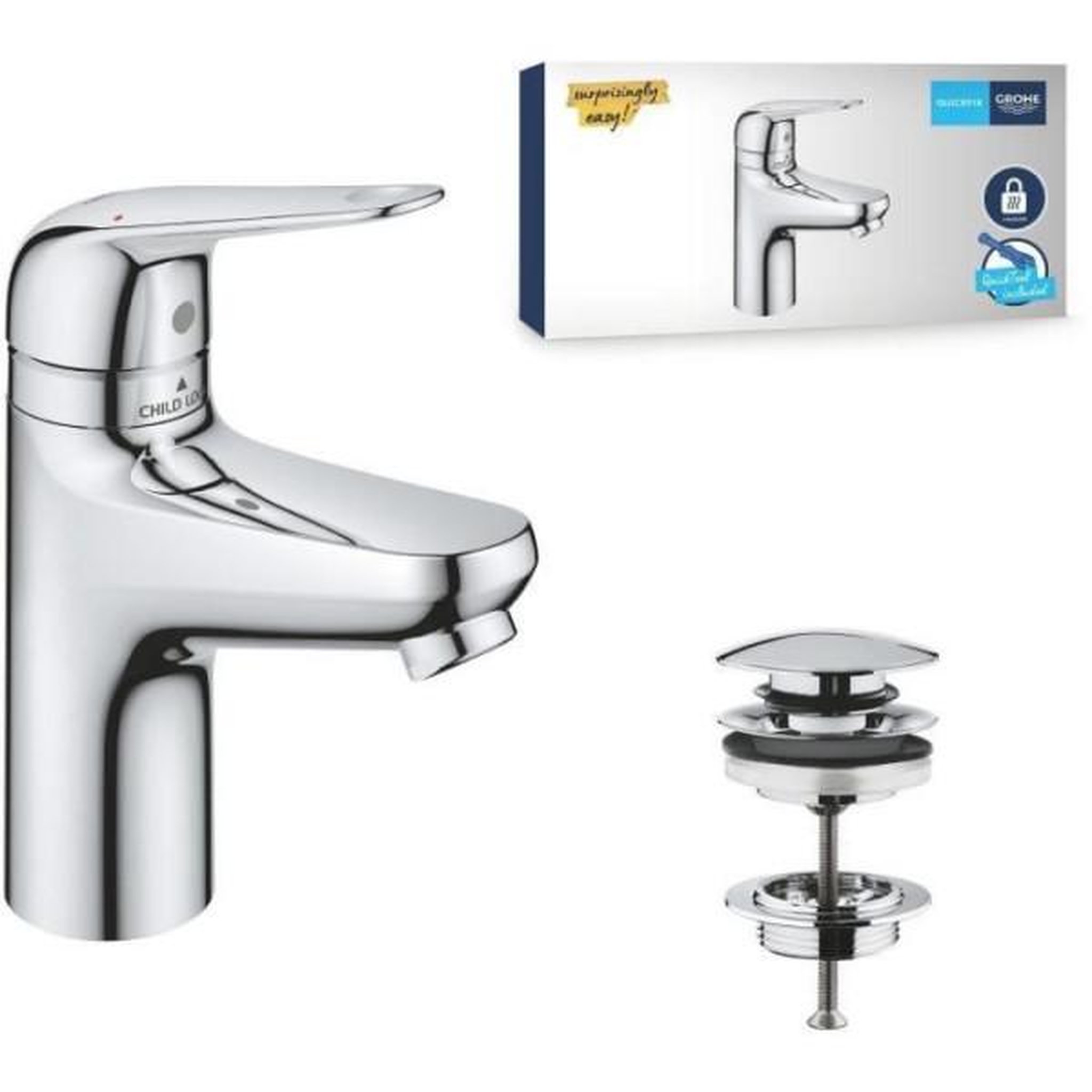Grohe Mitigeur monocommande - grohe - 24319001 - lavabo swift - avec sécurité enfant - taille s