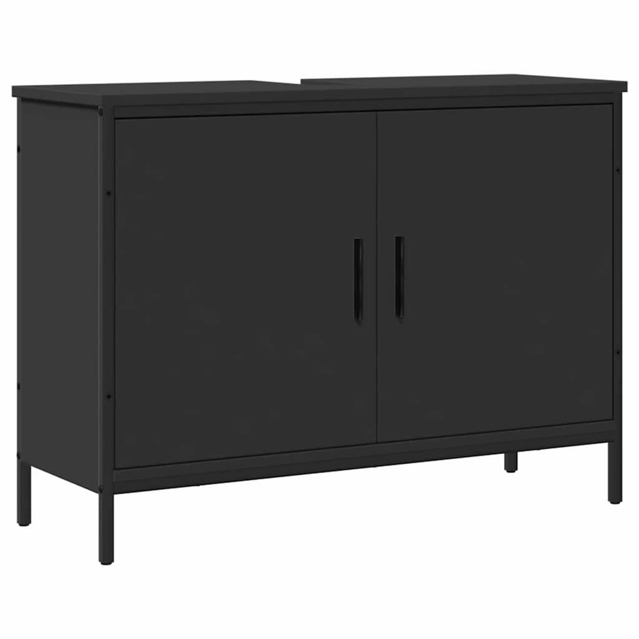 Voir la diapositive 2 : VIDAXL Armoire lavabo de salle de bain noir 80x30x60 cm