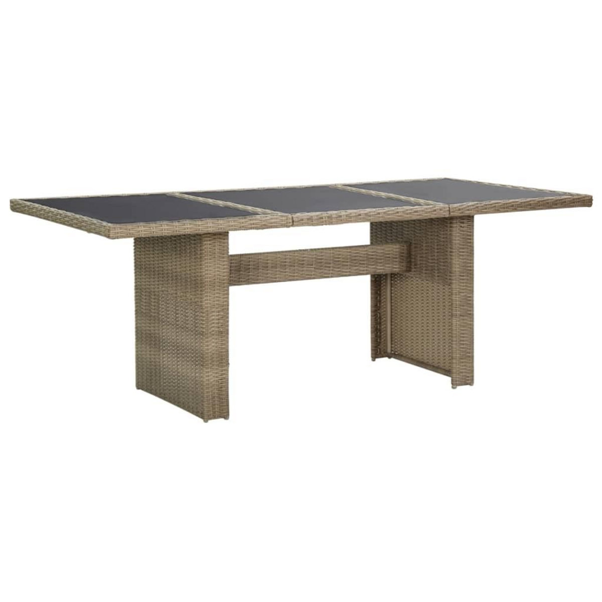 VIDAXL Table a manger Marron 200x100x74 cm Verre et resine tressee