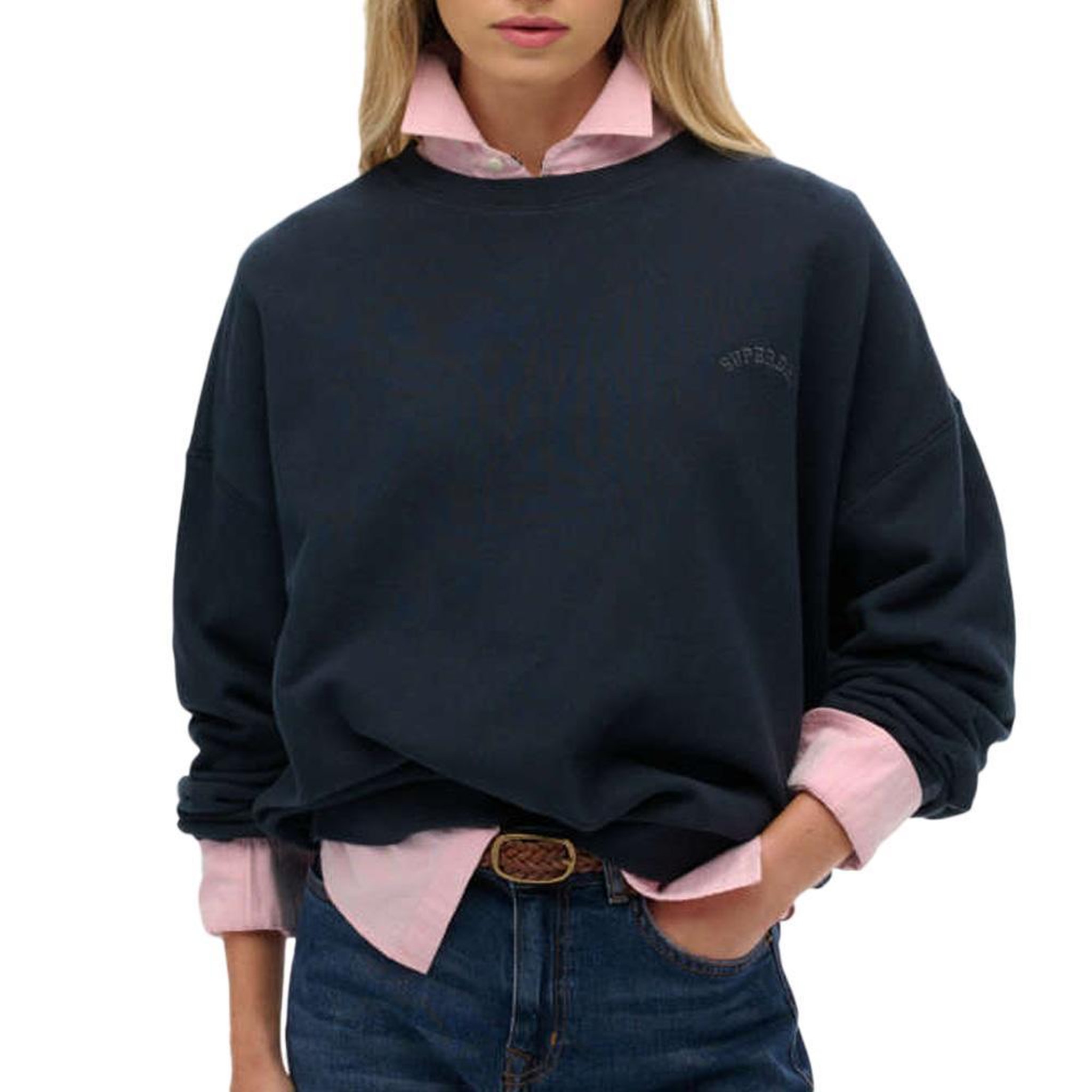 SUPERDRY Sweat Marine Femme Superdry Essential. Coloris disponibles : Noir