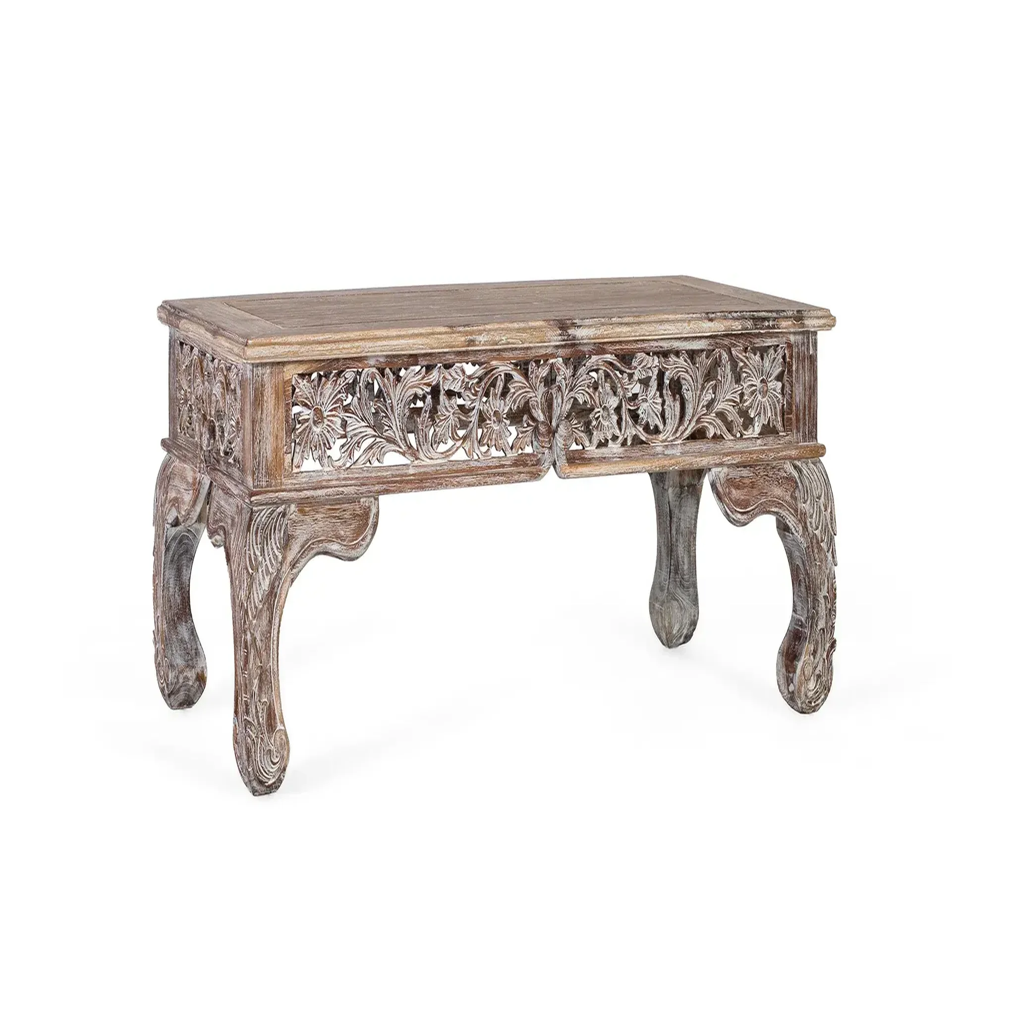 Voir la diapositive 3 : GINER Y COLOMER SL Table basse en bois de teck 120 cm style bohème sculpté