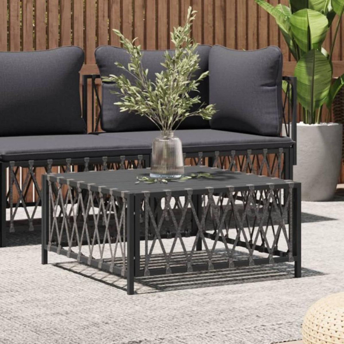 VIDAXL Table de jardin anthracite 70x70x34 cm tissu tissé