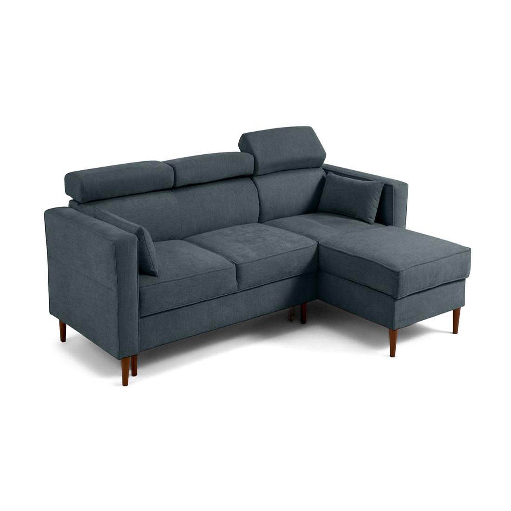 Voir la diapositive 5 : BEST MOBILIER Alicante - canapé d'angle réversible convertible avec têtières - coffre - 4 places - en tissu texturé