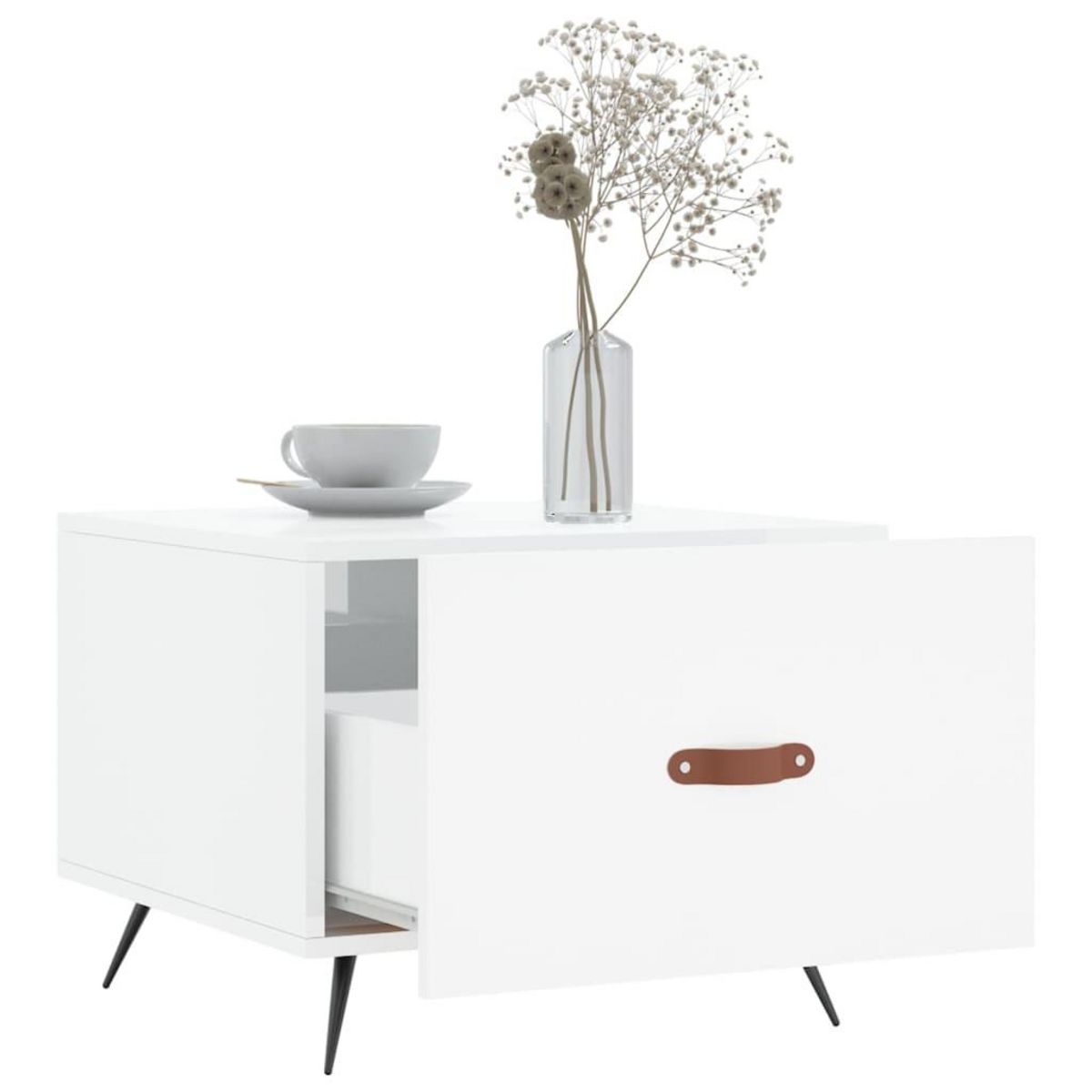 VIDAXL Table basse blanc brillant 50x50x40 cm bois d'ingenierie