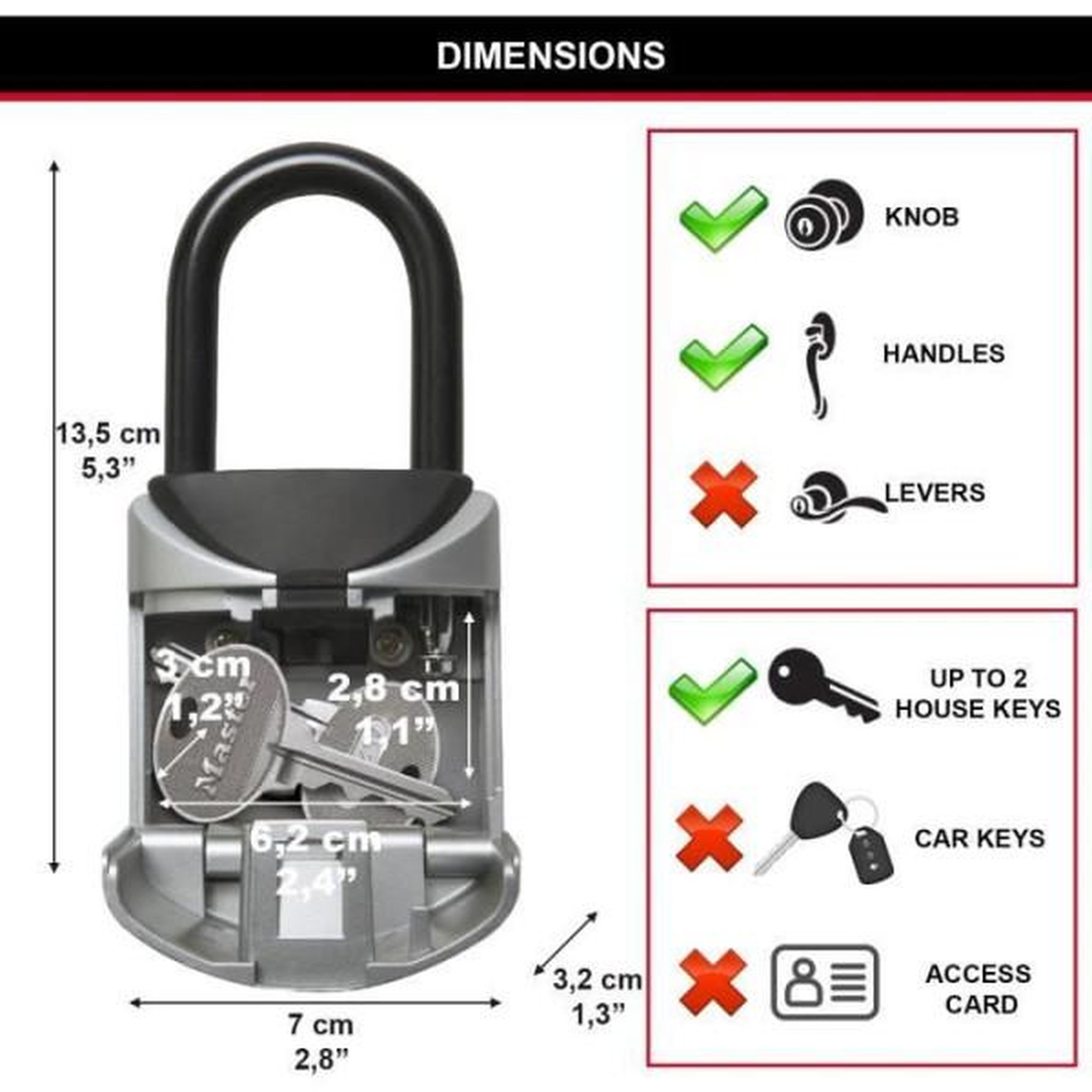 Voir la diapositive 3 : Master lock Boîte a clé sécurisée format xs avec anse - master lock 5406eurd