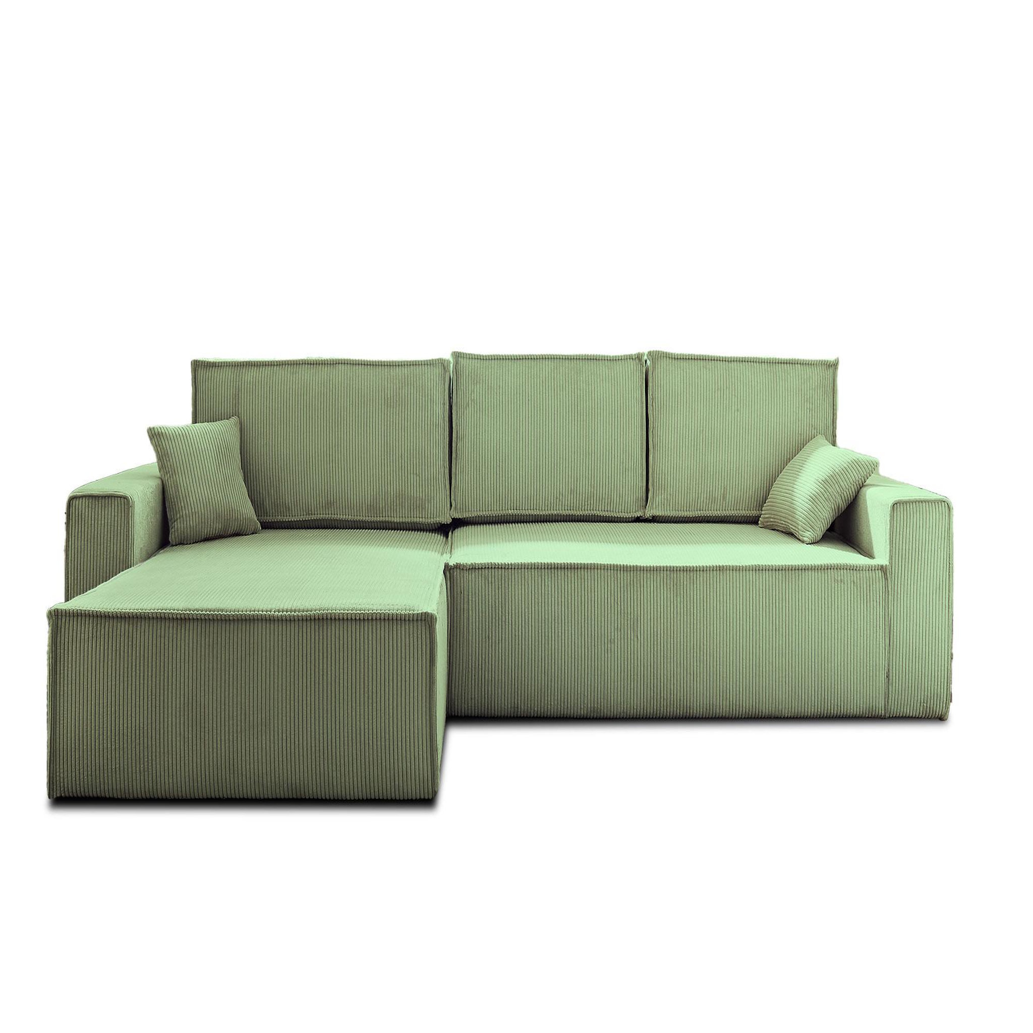 Voir la diapositive 1 : BEST MOBILIER Dellia - canapé d'angle réversible convertible - avec coffre - en velours côtelé - 4 places