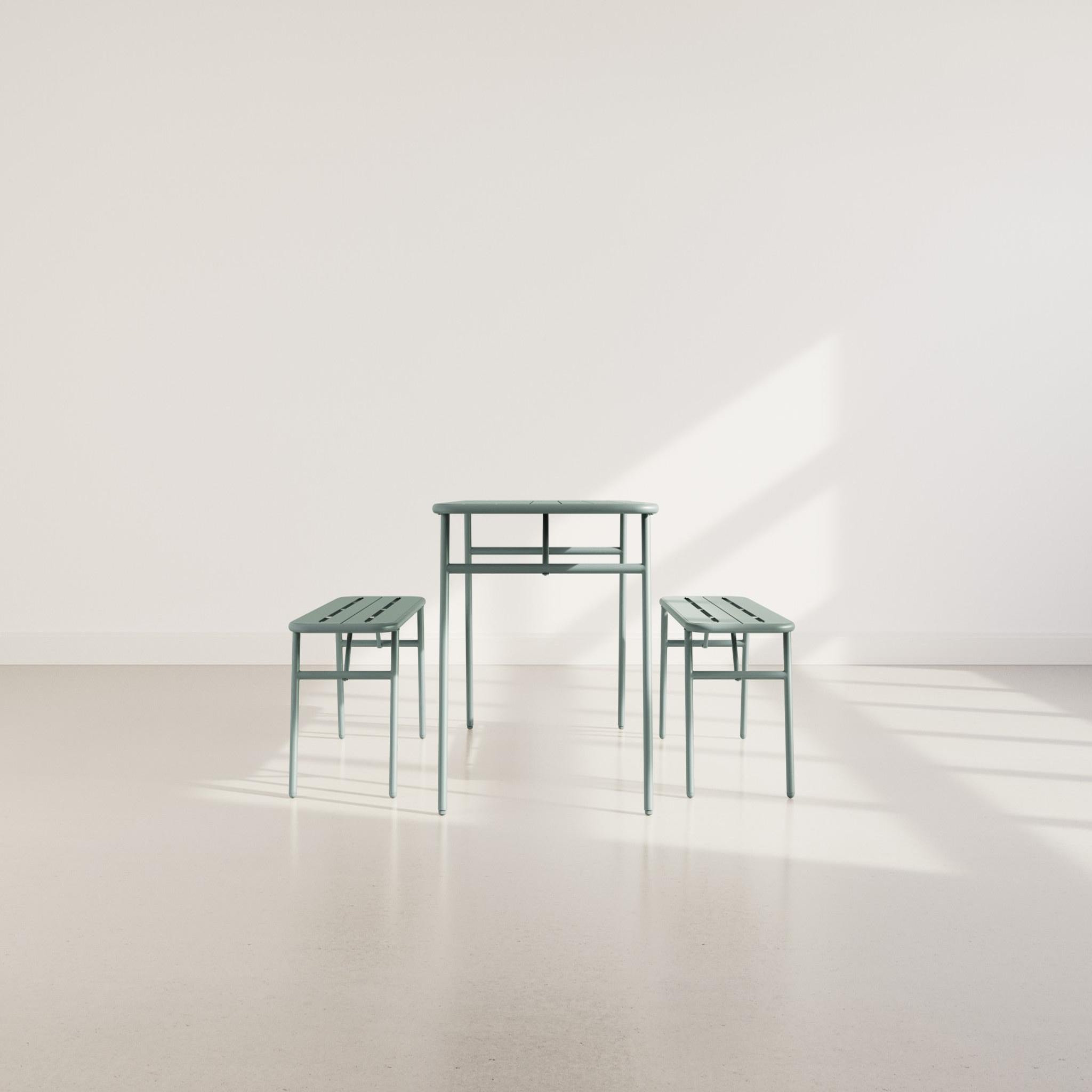 Voir la diapositive 2 : BEST MOBILIER Ribola - ensemble table et bancs de jardin - 4 personnes - vert