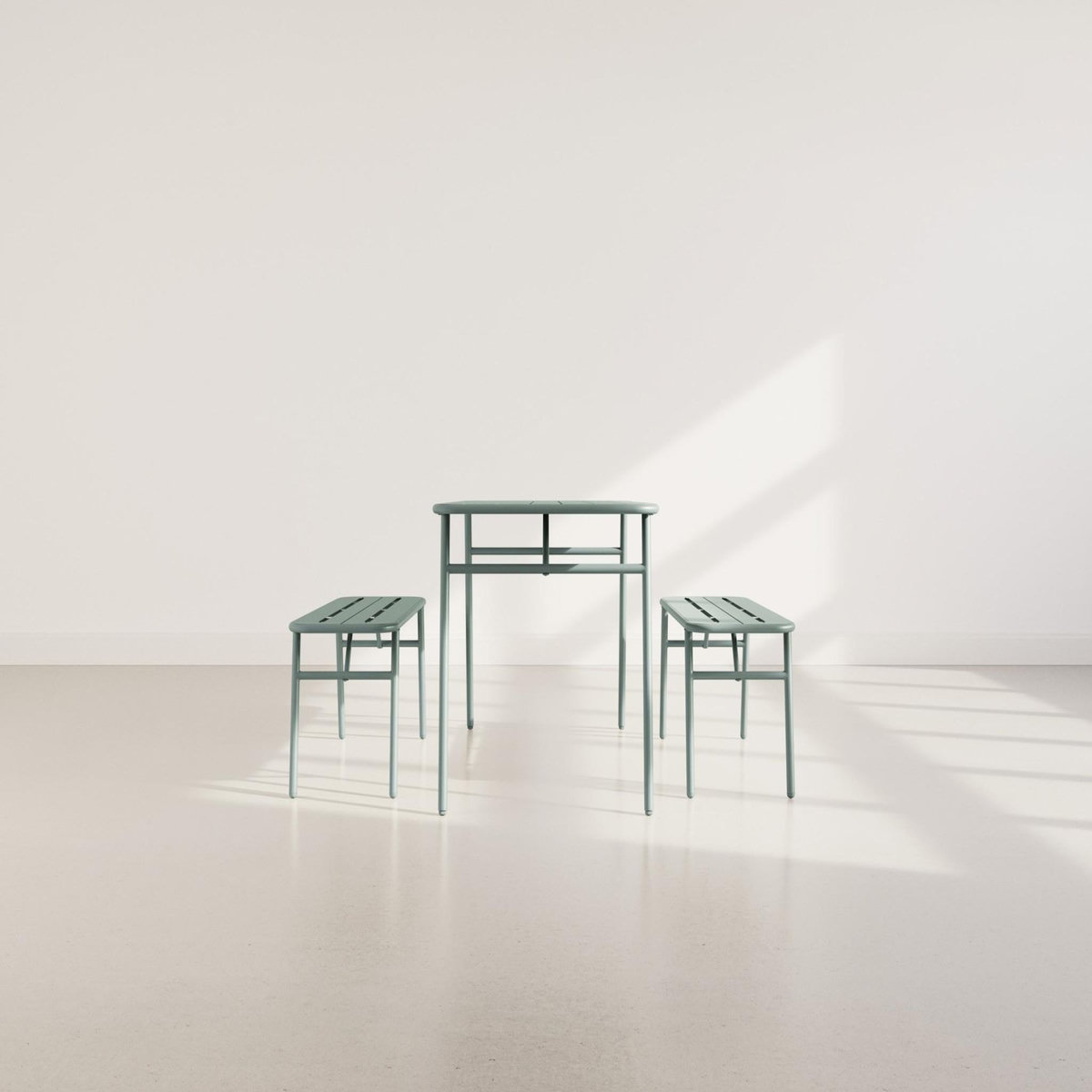 BEST MOBILIER Ribola - ensemble table et bancs de jardin - 4 personnes - vert