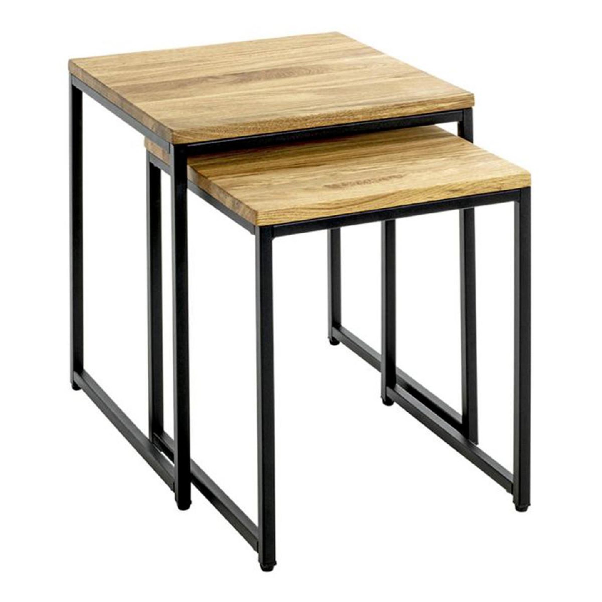 Paris Prix Lot de 2 tables gigognes  pika  46cm chêne & noir