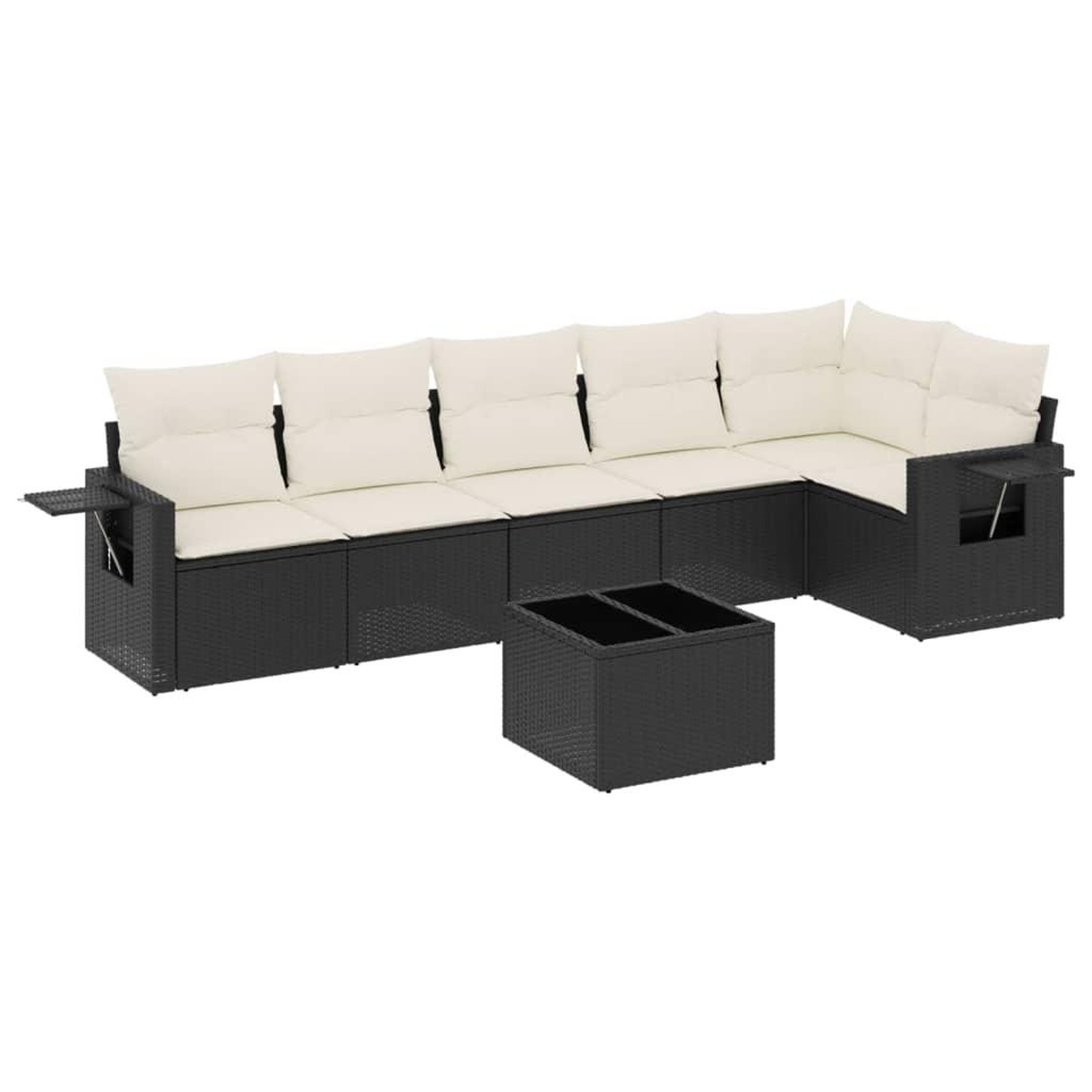 Voir la diapositive 2 : VIDAXL Salon de jardin 7 pcs avec coussins noir resine tressee