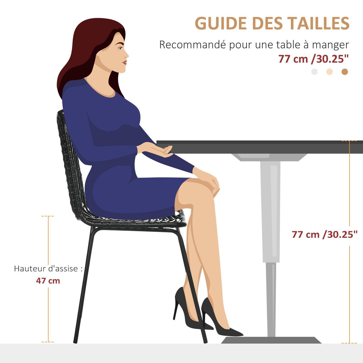 HOMCOM Lot de 2 chaises de jardin style colonial piètement acier résine tressée aspect rotin noir