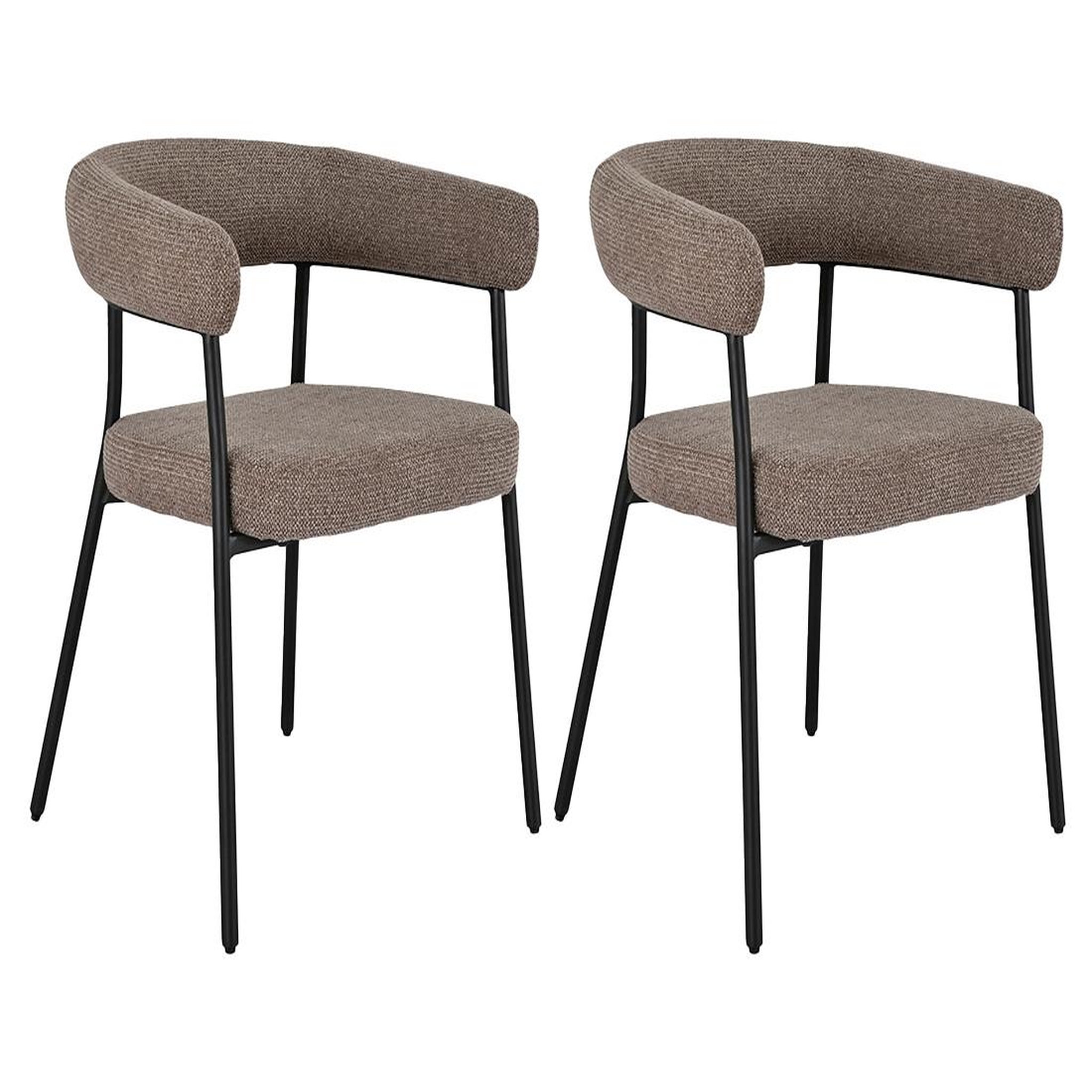 Voir la diapositive 2 : BEST MOBILIER Sadie - lot de 2 chaises fsc  100% en tissu texturé - pieds en acier