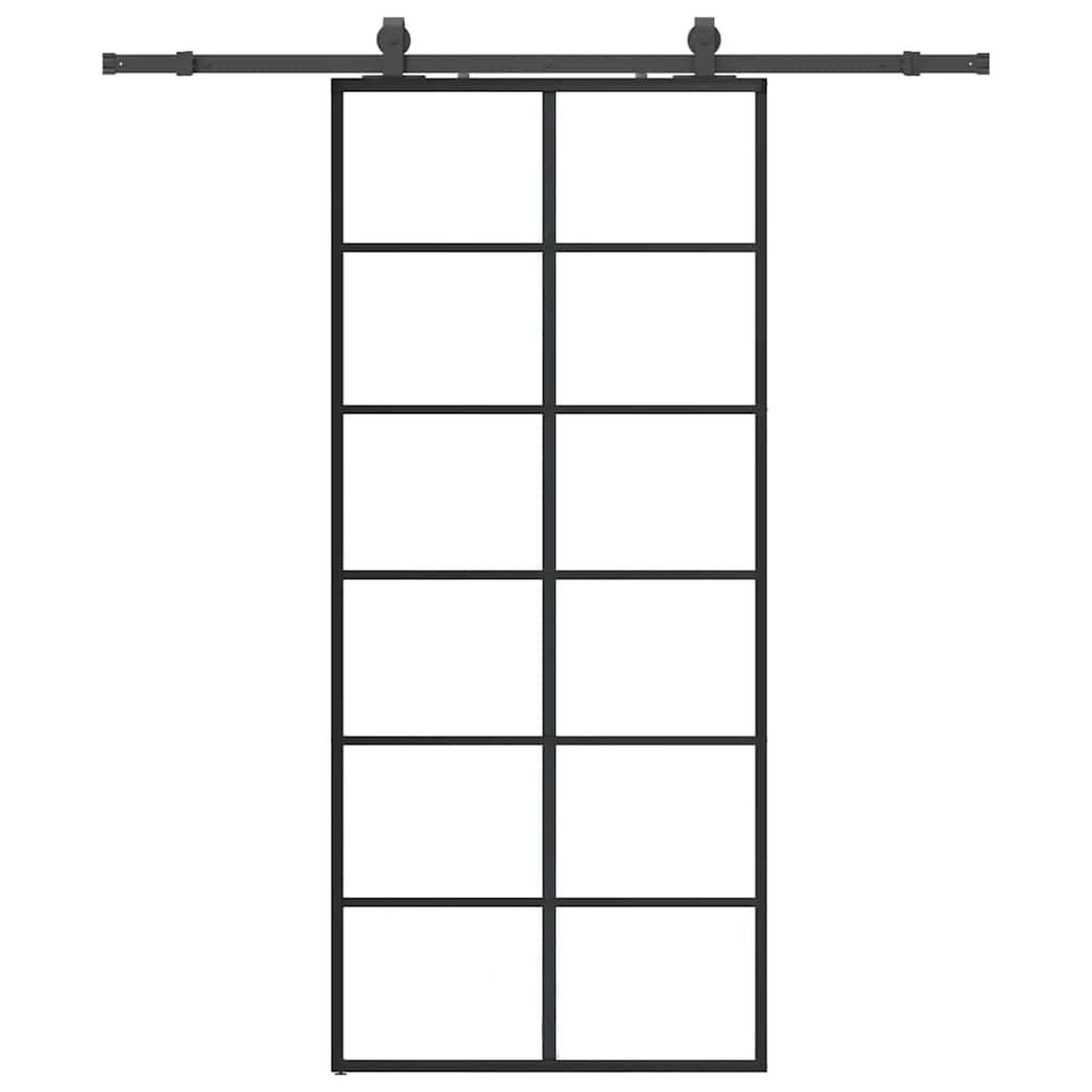 Voir la diapositive 2 : VIDAXL Porte coulissante kit de quincaillerie noir 90x205 cm verre ESG