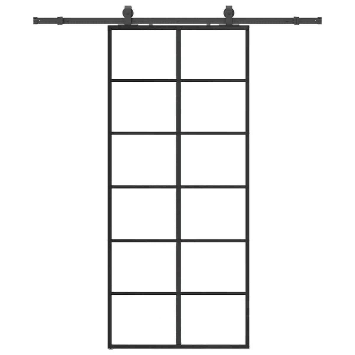 VIDAXL Porte coulissante kit de quincaillerie noir 90x205 cm verre ESG