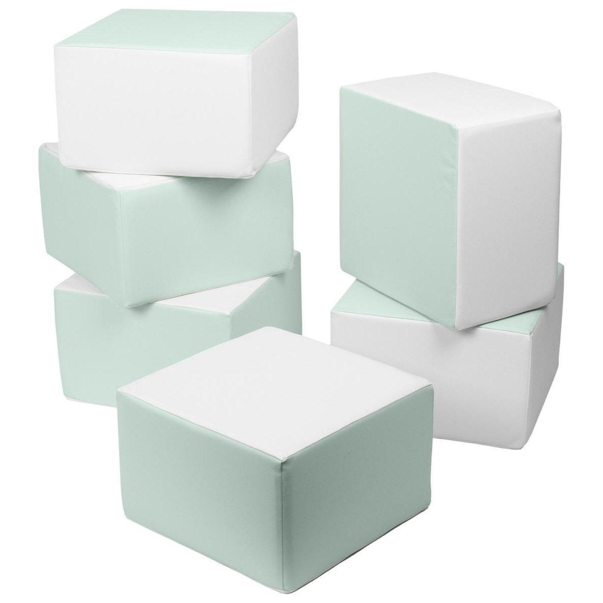VELINDA Ensemble cubes (6 grands blocs de mousse) — blanc, Menthe