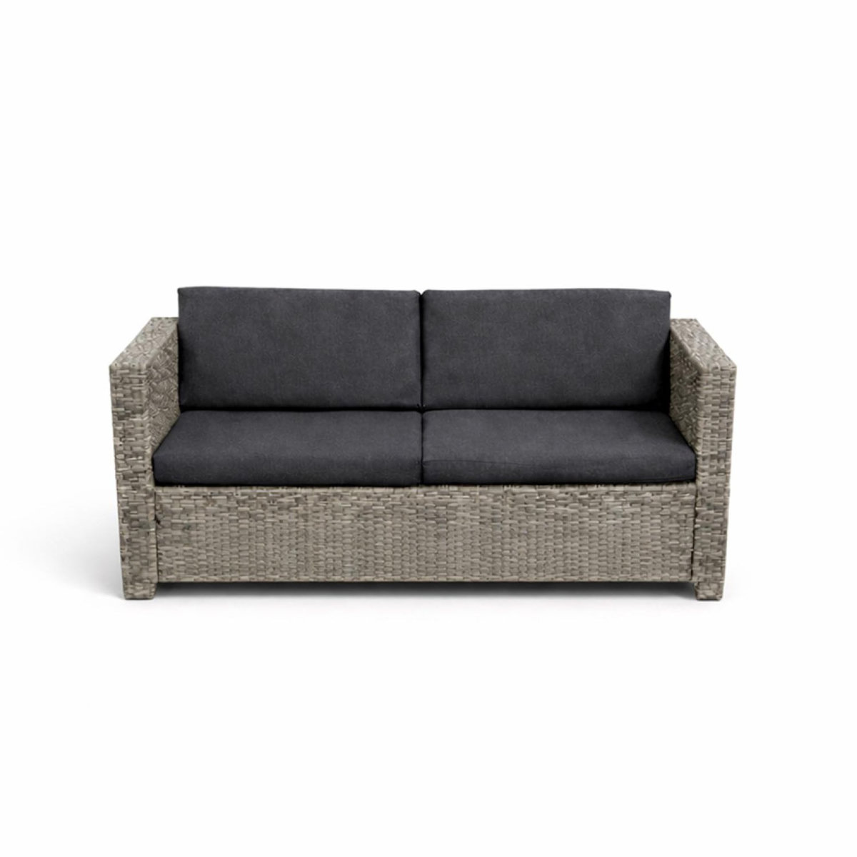 CONCEPT USINE Salon de jardin 4 places en résine tressée gris et noir SOCOTRA