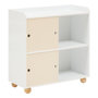 Voir la diapositive 4 : ATMOSPHERA Meuble de rangement enfant 2 portes et 2 niches BOULI - Blanc et beige