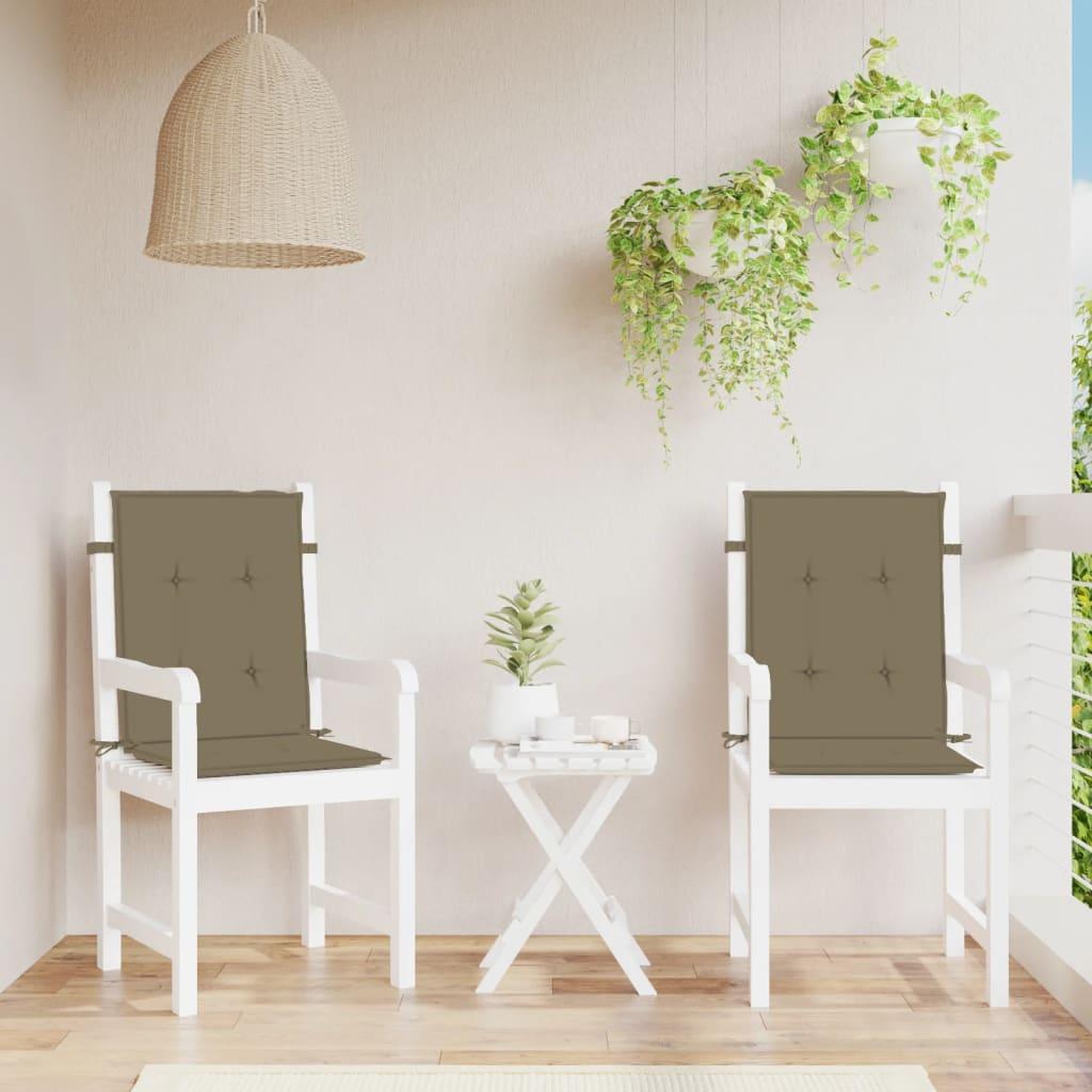Voir la diapositive 4 : VIDAXL Coussins de chaise a dossier bas lot de 2 taupe melange tissu