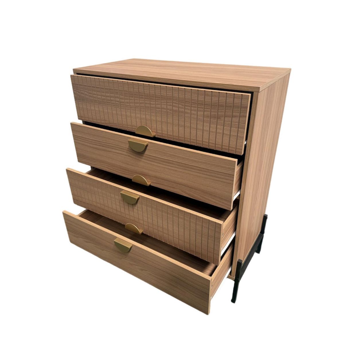 CONCEPT USINE Commode 4 tiroirs décor bois rainuré 84cm VALLO