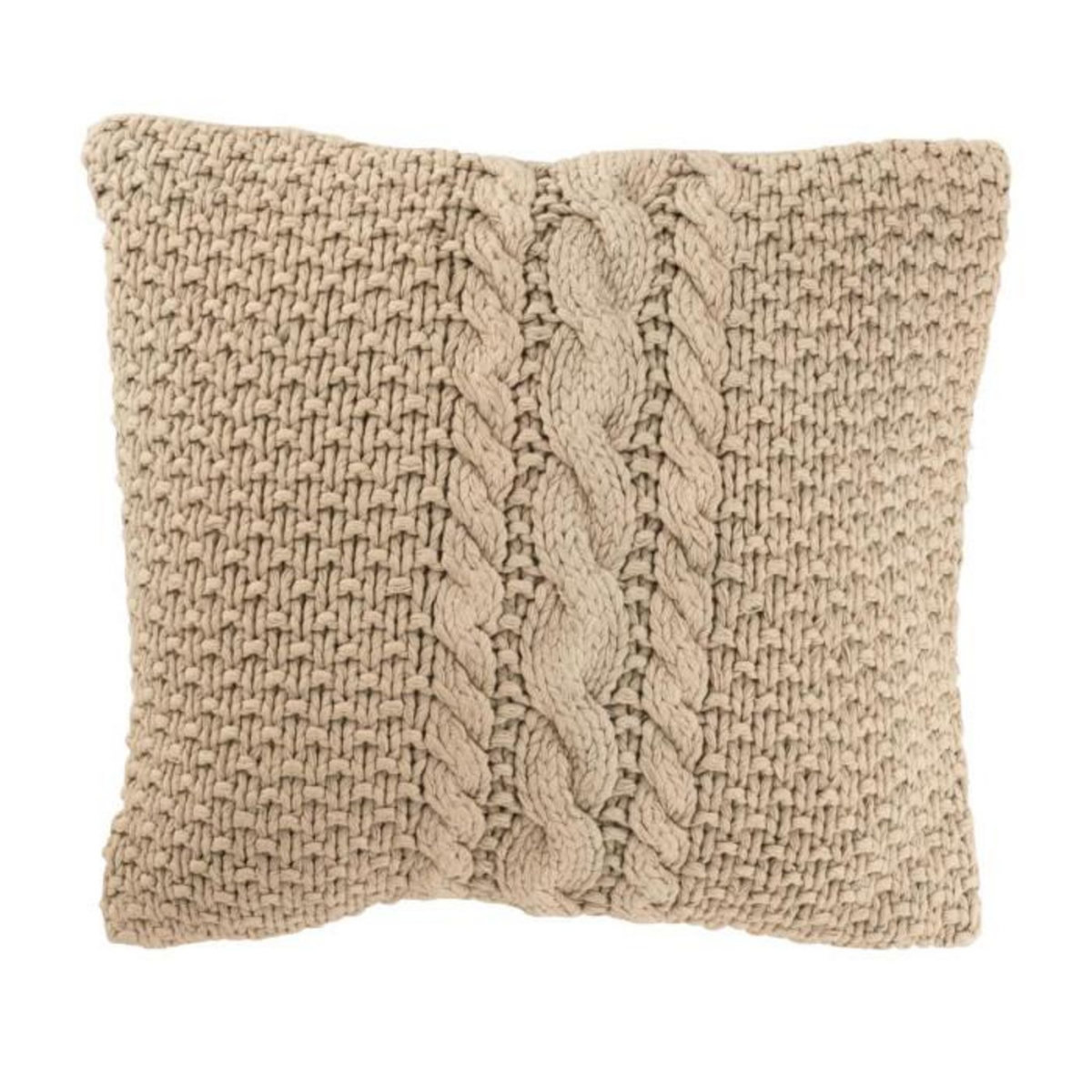 Paris Prix Coussin en Tricot Tressé  Helena  50x50cm Beige
