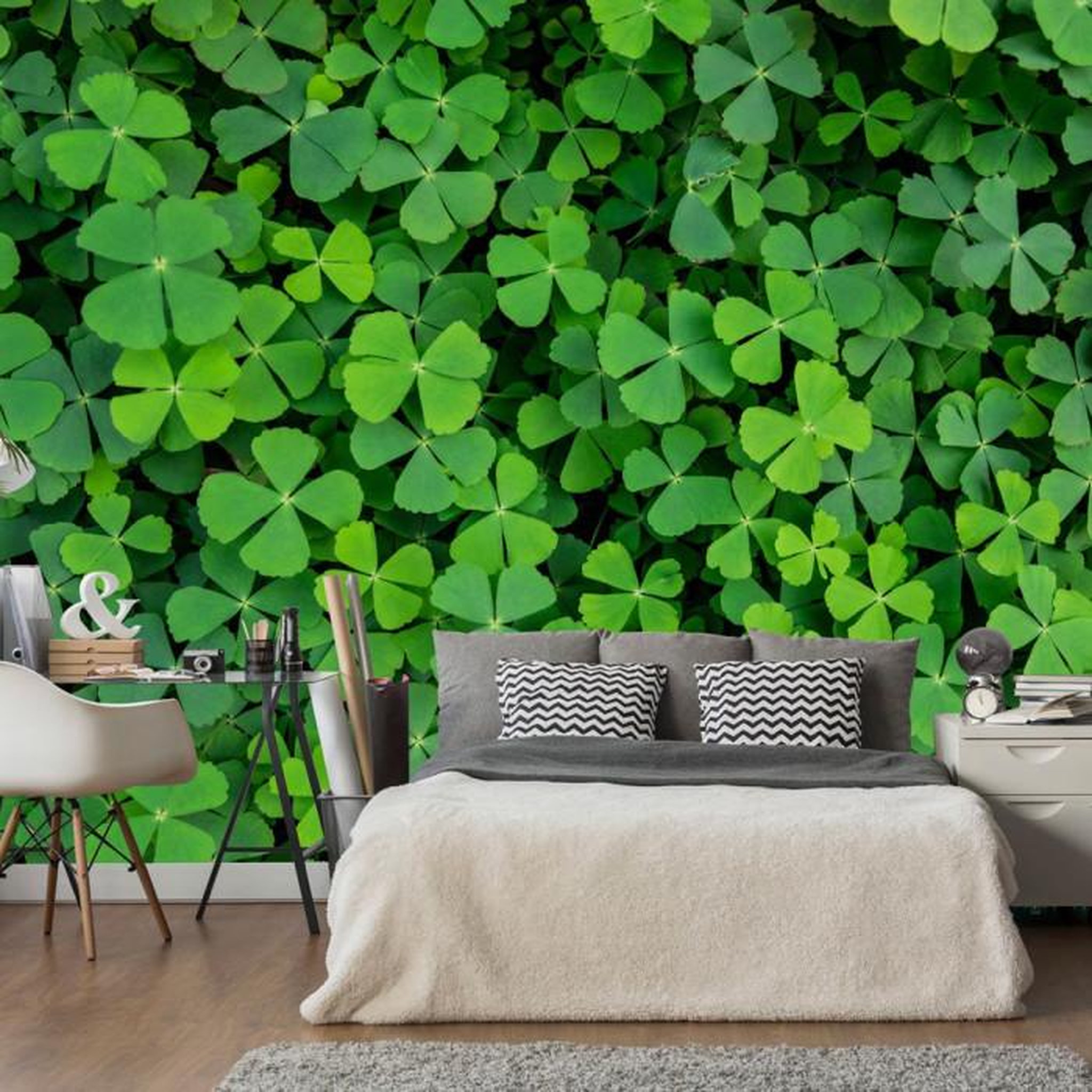 Paris Prix Papier Peint  Green Clover. Coloris disponibles : Multicolore