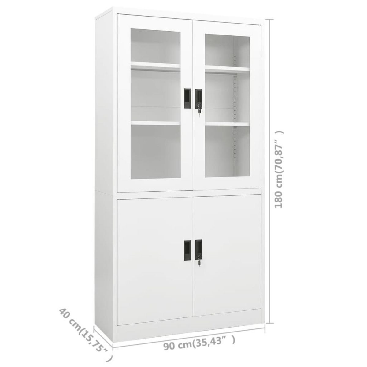VIDAXL Armoire de bureau Blanc 90x40x180 cm Acier