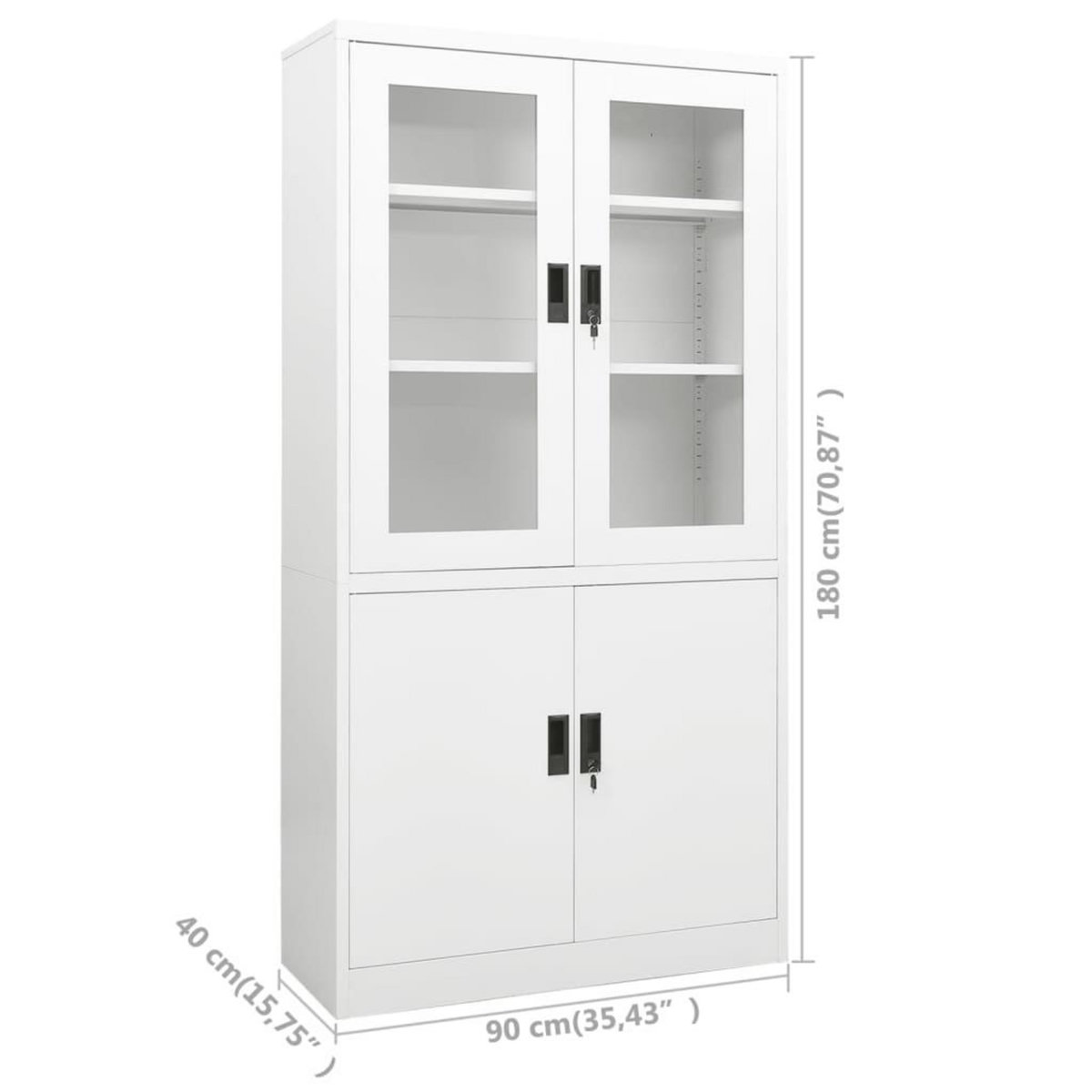 VIDAXL Armoire de bureau Blanc 90x40x180 cm Acier