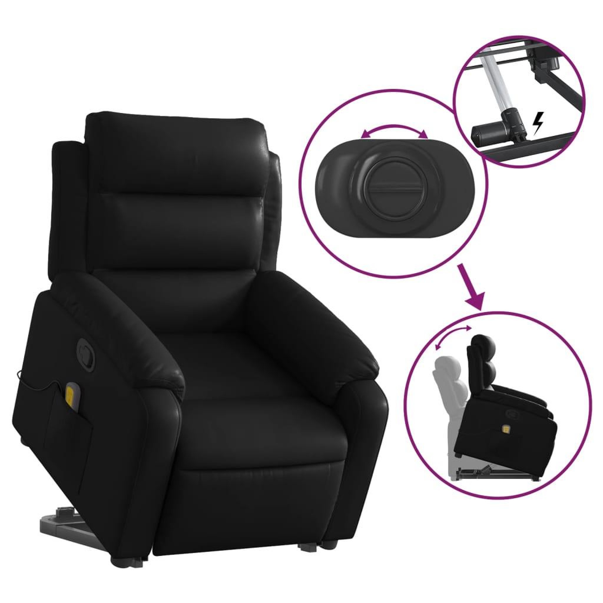 Voir la diapositive 5 : VIDAXL Fauteuil inclinable de massage Noir Similicuir