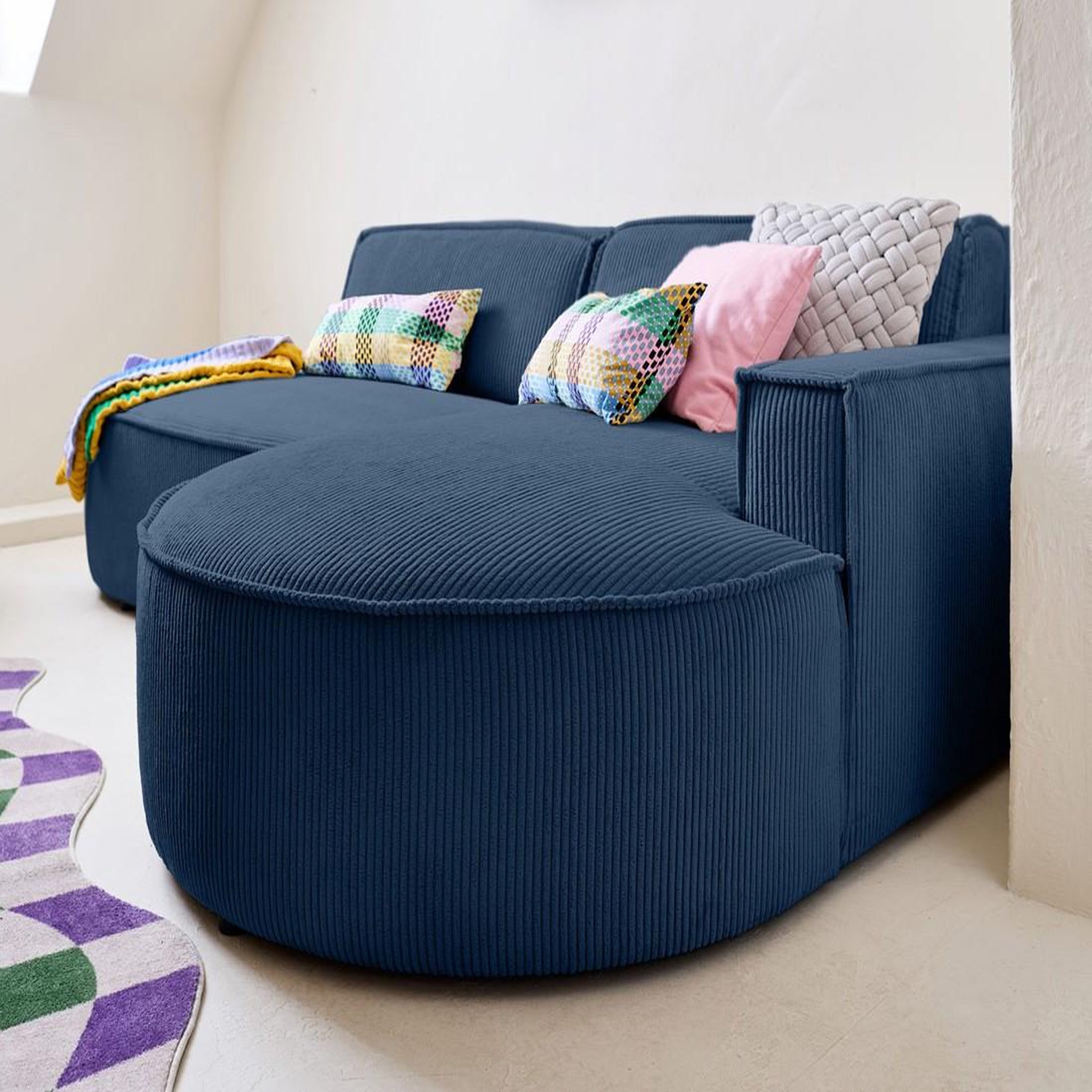 Voir la diapositive 3 : LISA DESIGN Spiaggia - canapé d'angle droit - forme arrondie - 4 places - en velours côtelé