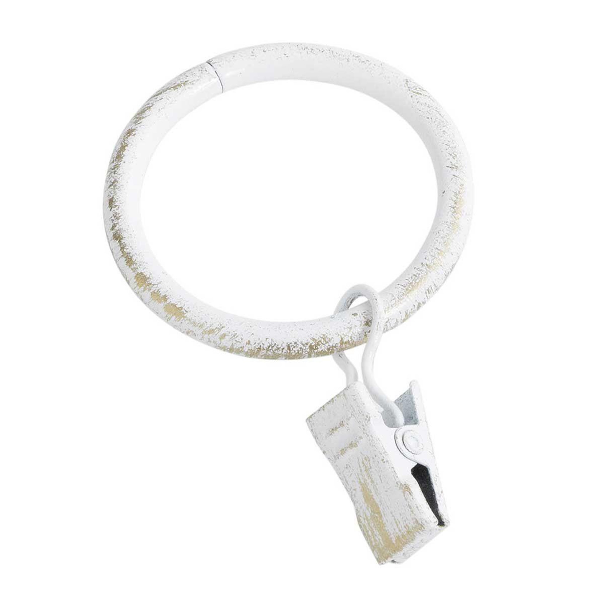 Voir la diapositive 1 : Douceur d'Intérieur Lot de 10 anneaux  pince  12cm blanc & or