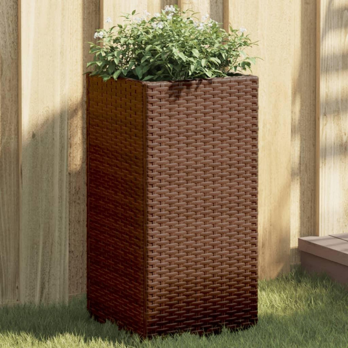 VIDAXL Jardinieres 2 pcs marron 30x30x60 cm resine tressee