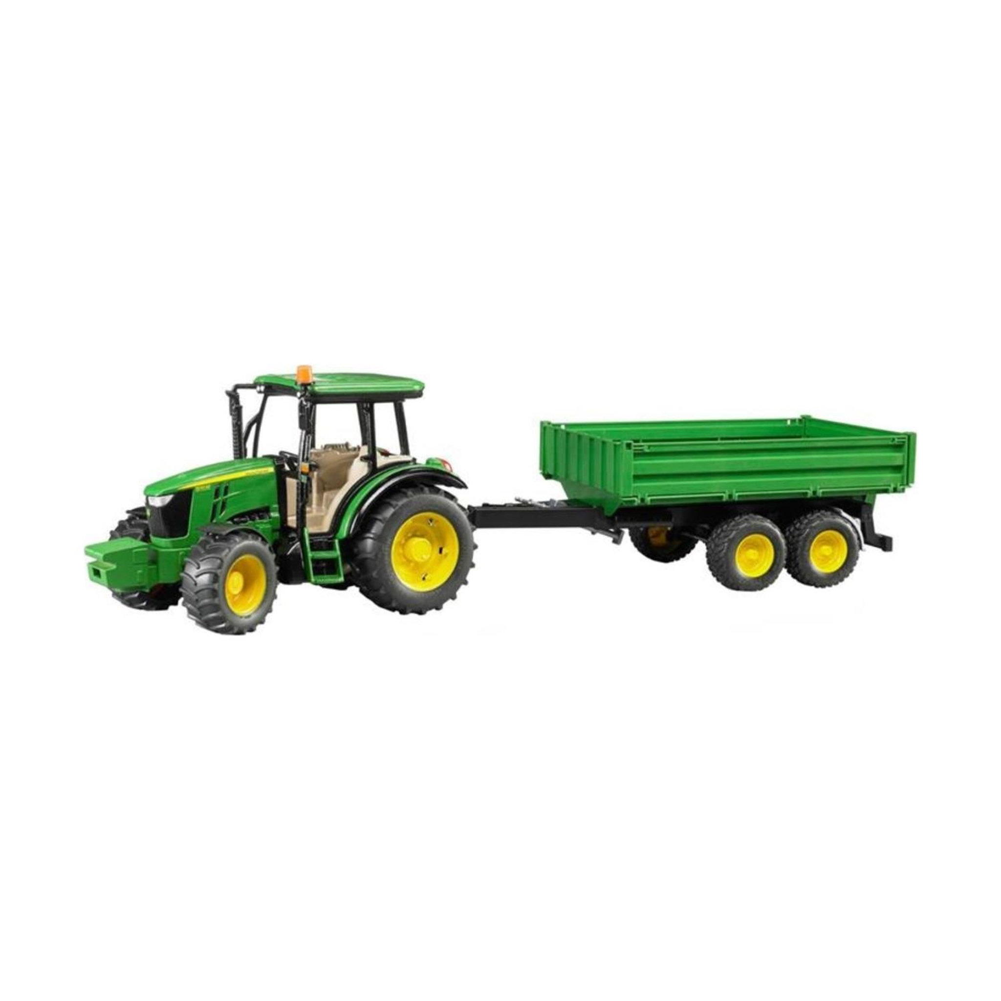 Bruder Tracteur John Deere 5115M avec Remorque à ridelles