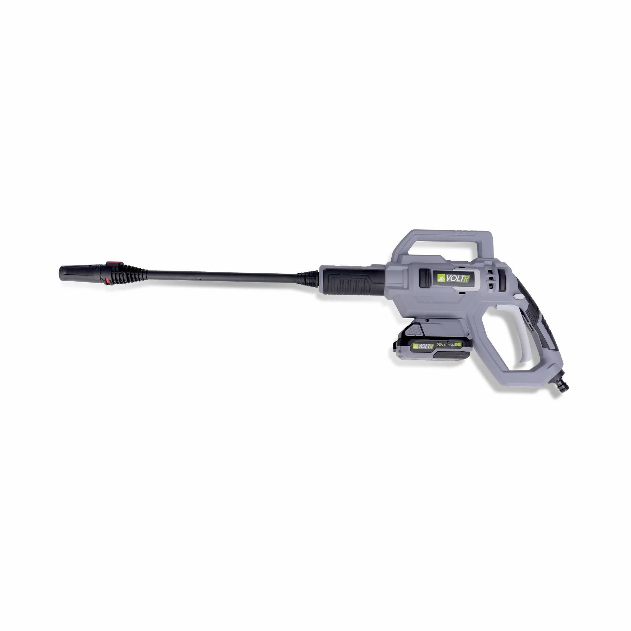 Voir la diapositive 1 : VOLTR VOLTR – Nettoyeur haute pression 25 bars à batterie 20V – kit complet d'accessoires brosse. buse à jet variable. réservoir détergent. batterie et chargeur fournis