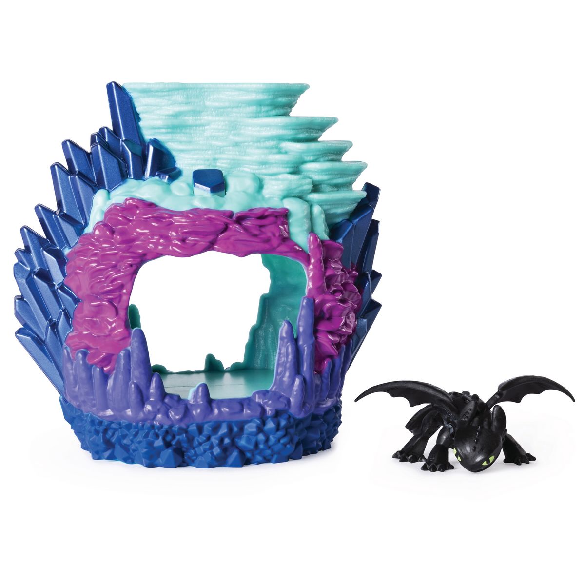 SPIN MASTER Coffret tanière + figurine dragon mystère bioluminescente 5 cm - Dragons 3 Le monde caché