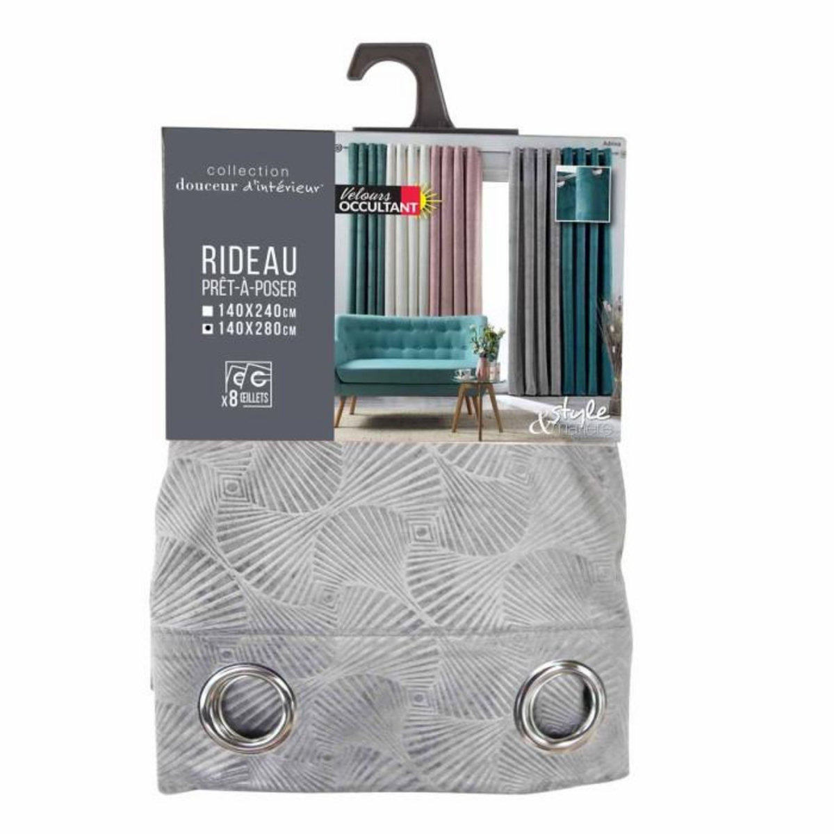 Paris Prix Rideau Occultant  Adrina  140x280cm Anthracite