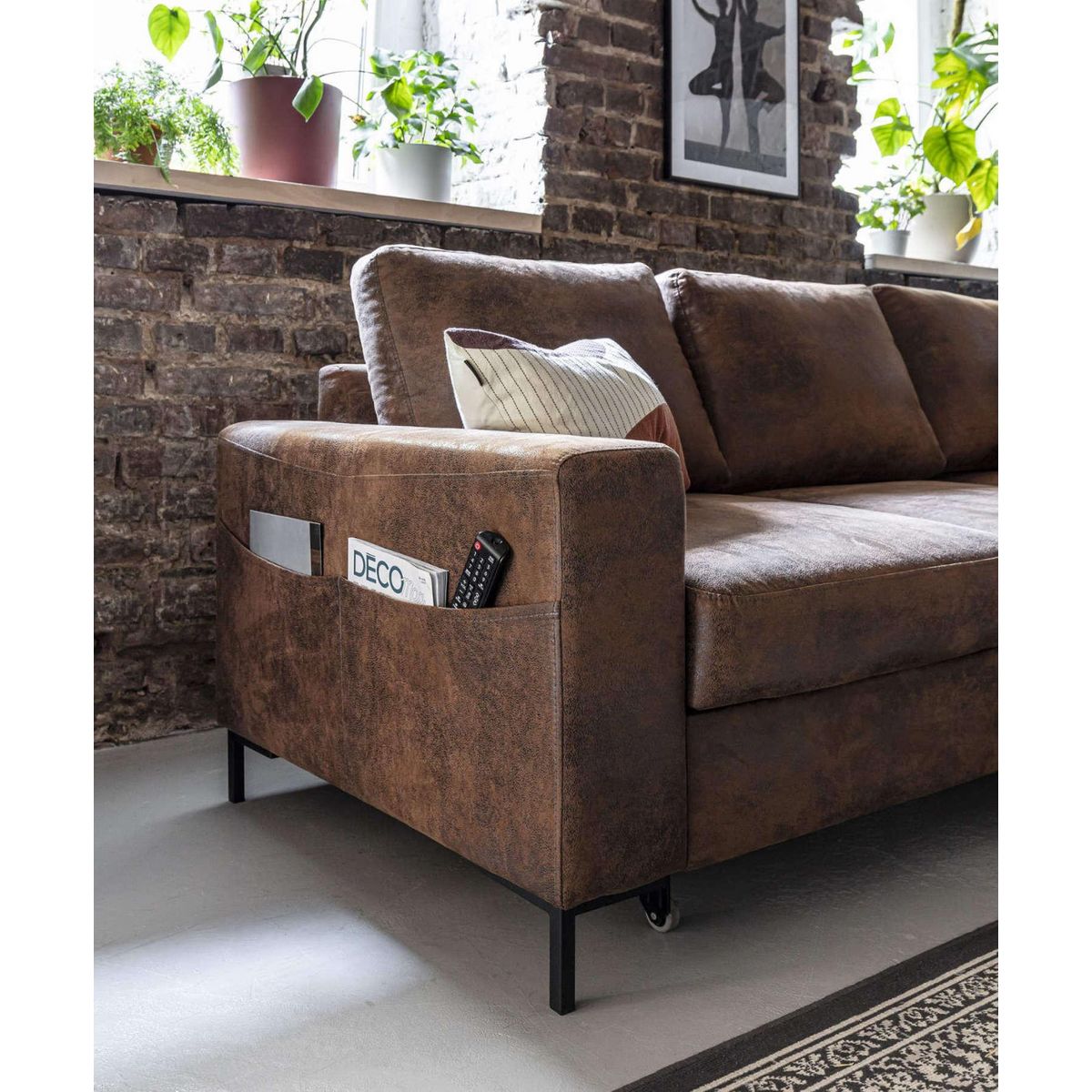 BEST MOBILIER Lilly - canapé d'angle droit - 5 places - convertible - en microfibre