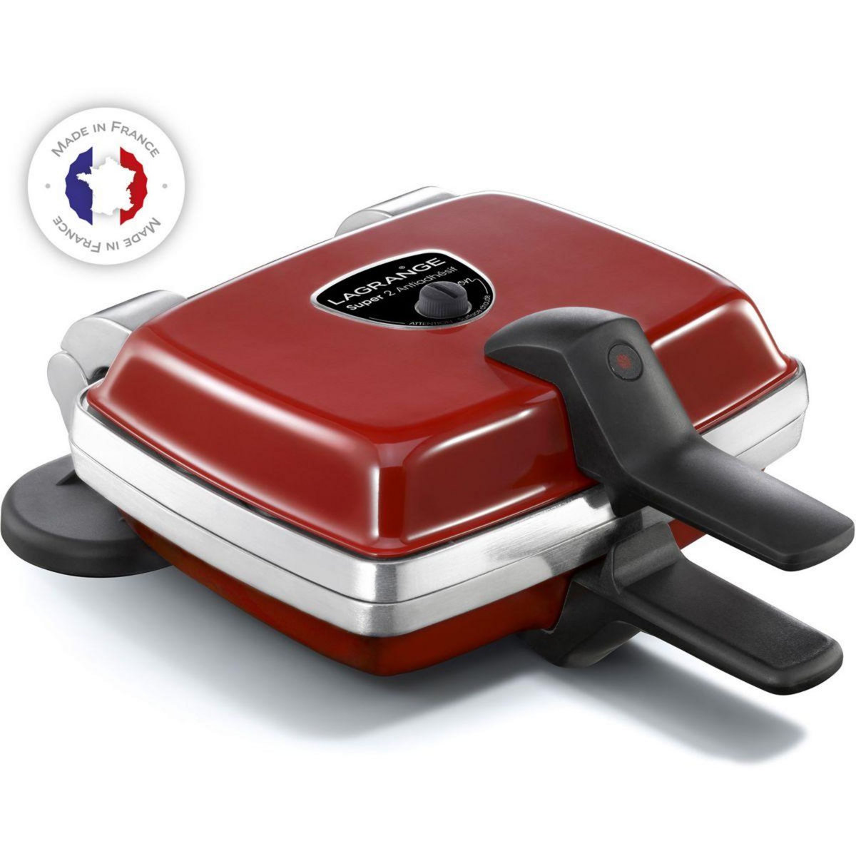 LAGRANGE Gaufrier super 2 antiadhésif rouge coeur
