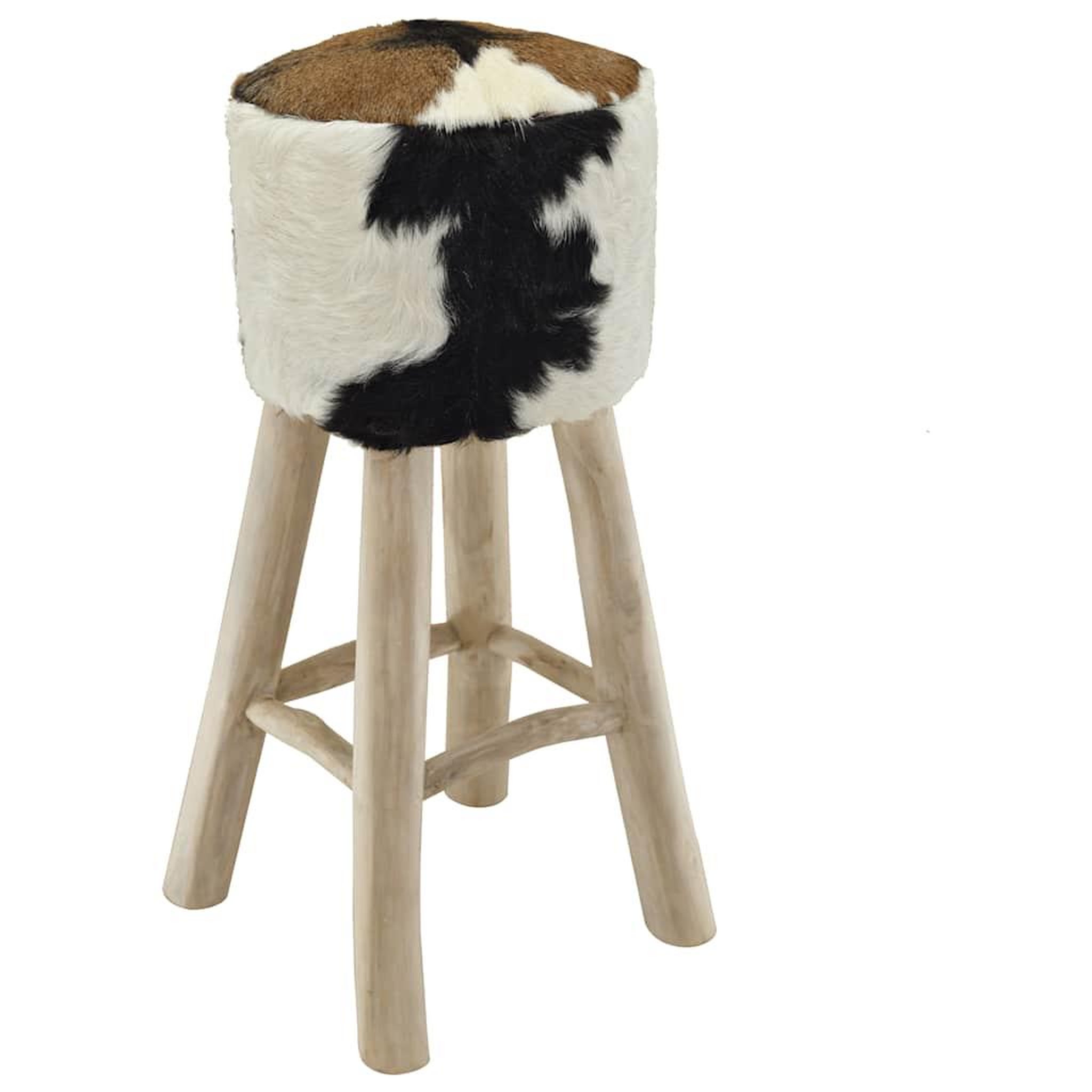 VIDAXL Tabouret de bar cuir de chevre et bois de teck solide