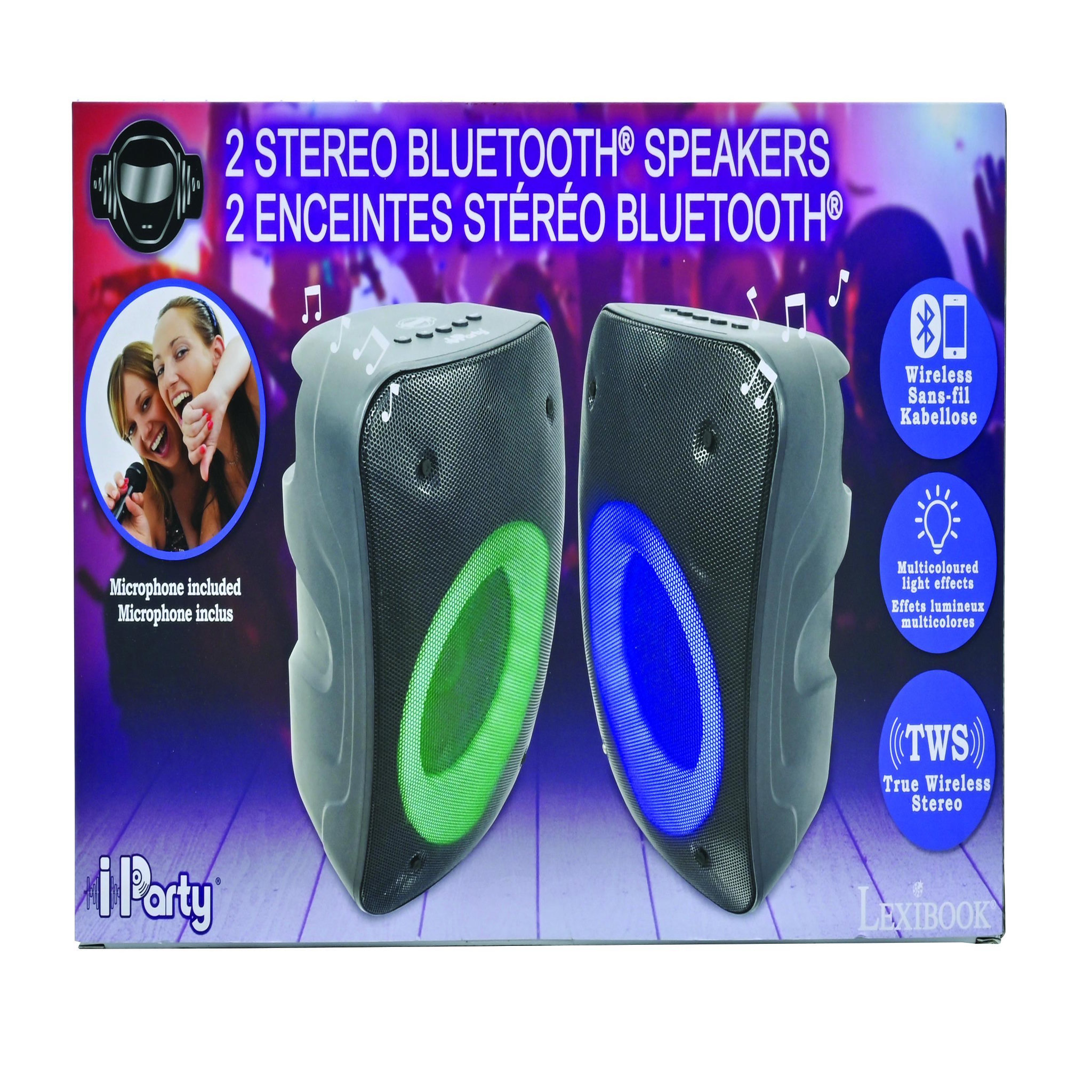 Voir la diapositive 6 : Lexibook Une paire d'Enceintes Stereo Puissantes Bluetooth  iParty