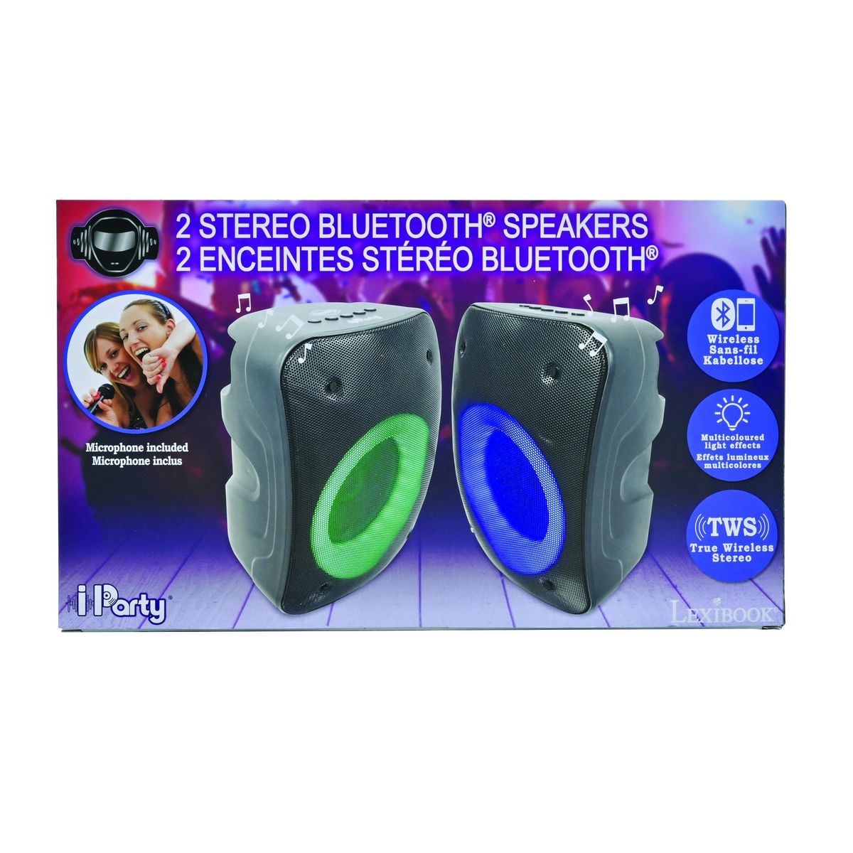 Lexibook Une paire d'Enceintes Stereo Puissantes Bluetooth  iParty