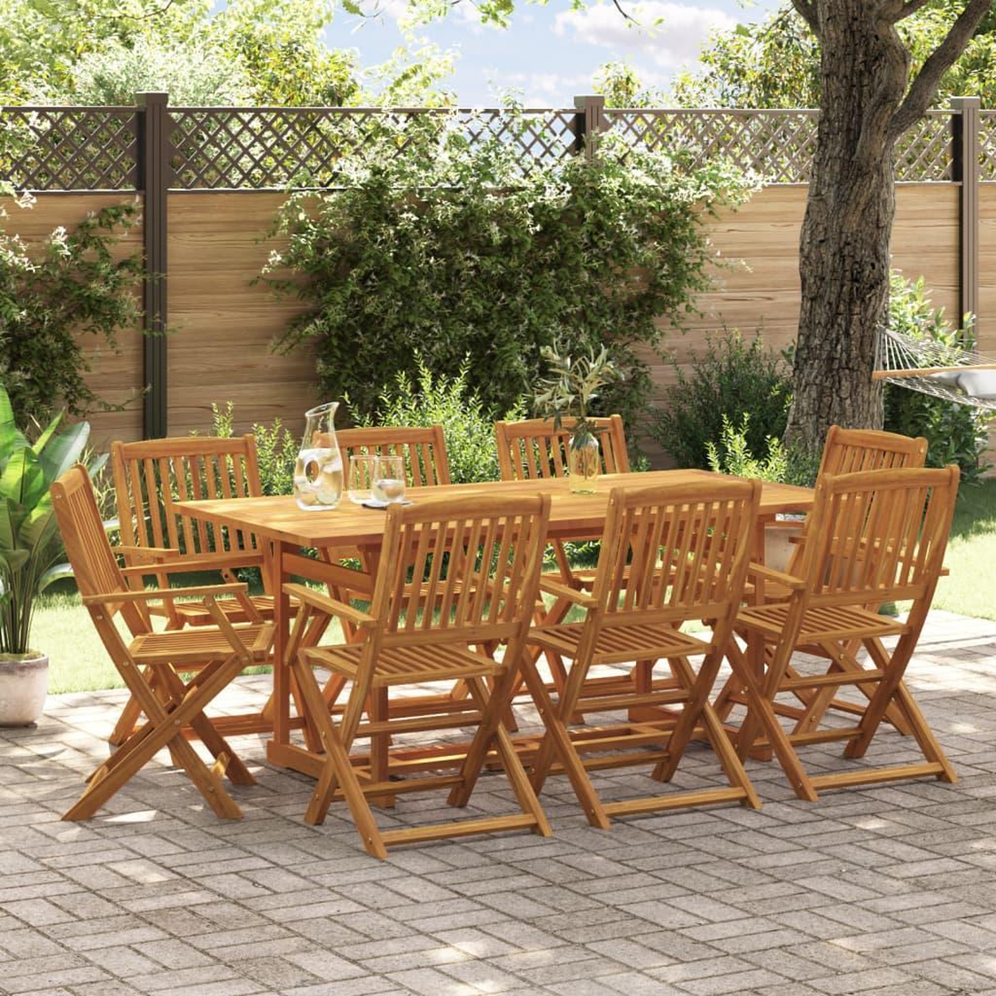 VIDAXL Ensemble a manger de jardin 9 pcs bois massif d'acacia