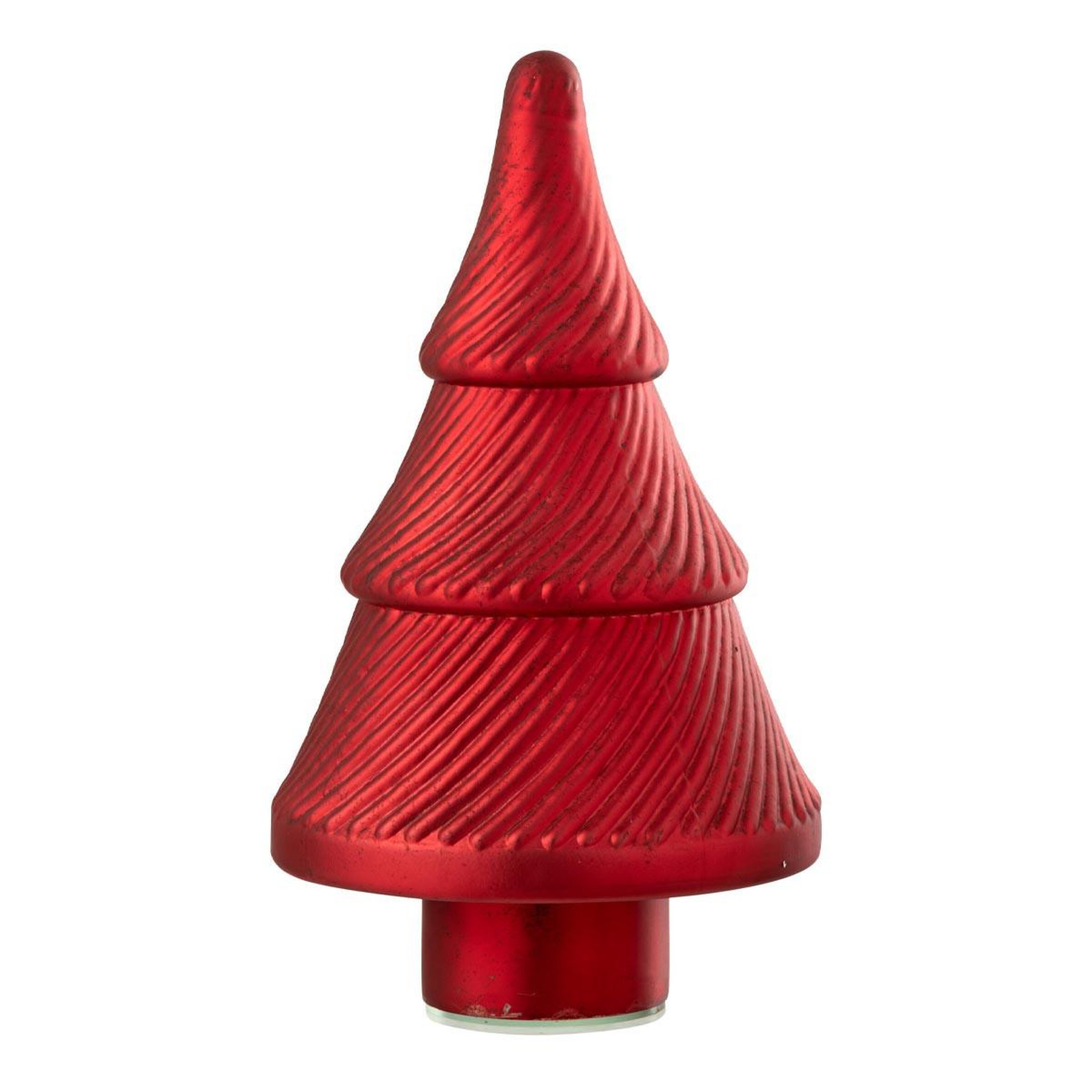 J-LINE Sapin de noël en verre  côtelé  30cm rouge