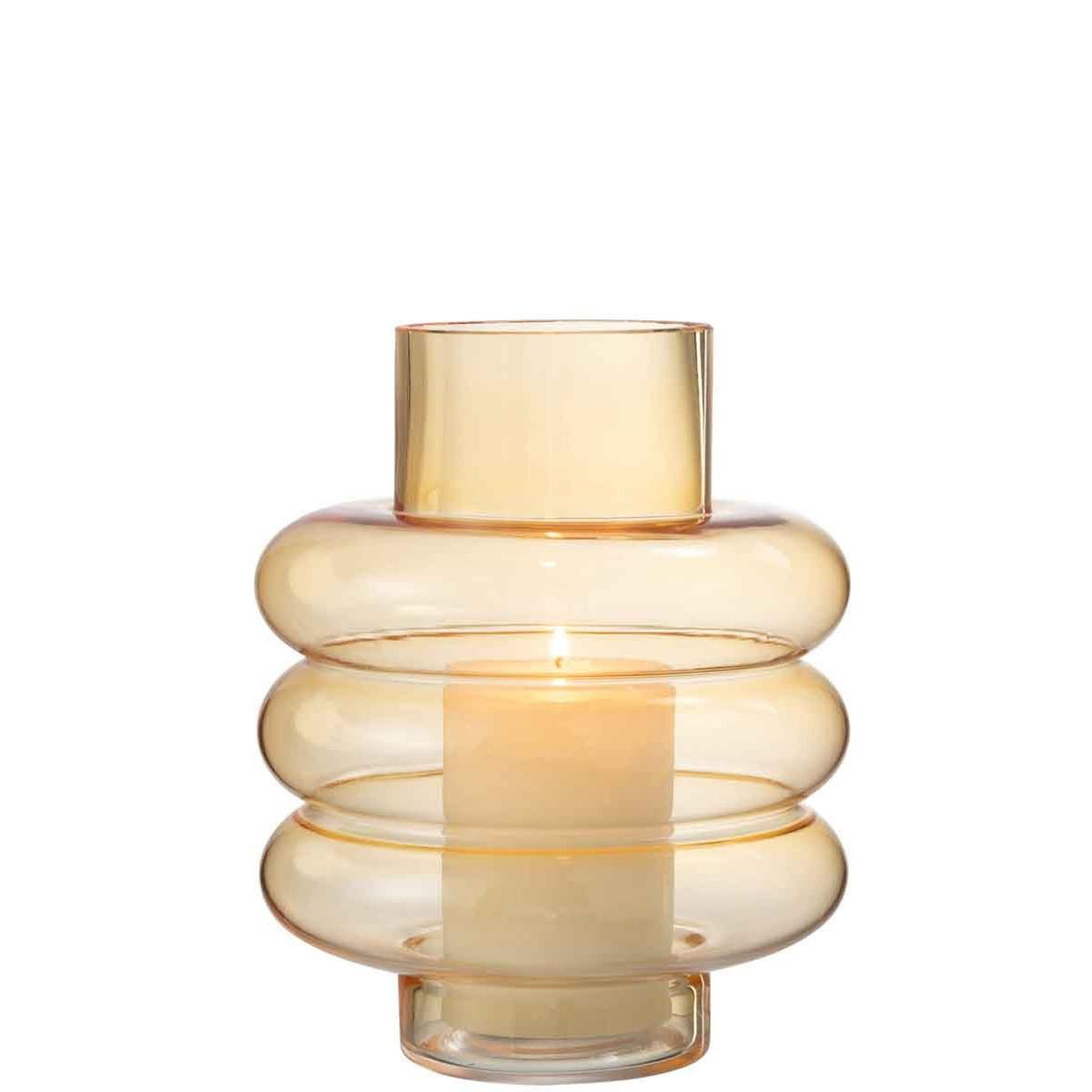 Voir la diapositive 2 : J-LINE Vase design en verre  lima  22cm ocre