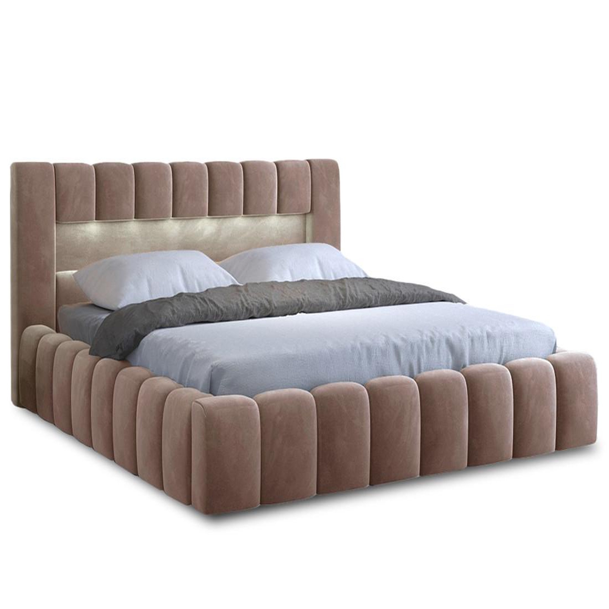 Voir la diapositive 1 : BEST MOBILIER Cleo - lit coffre avec led - 180x200 cm - sommier inclus - en velours